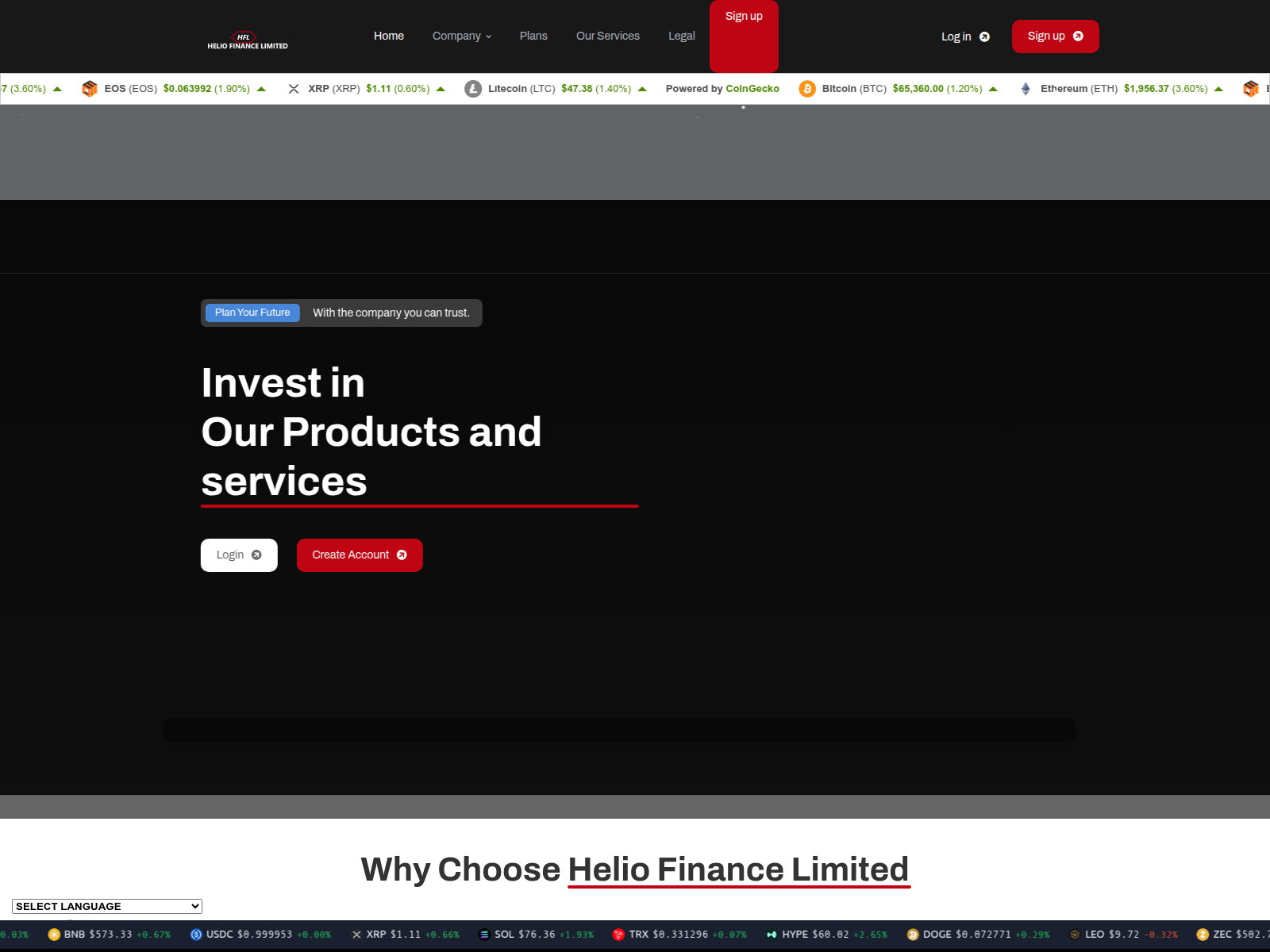 Screenshot of heliofinancelimited.com