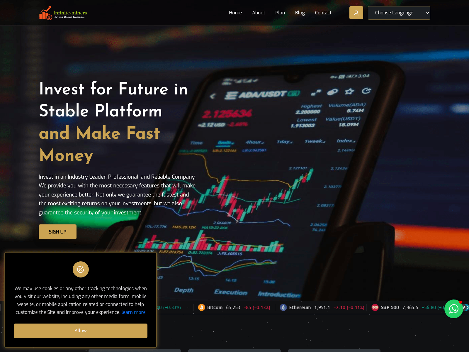 Screenshot of infinite-miners.com