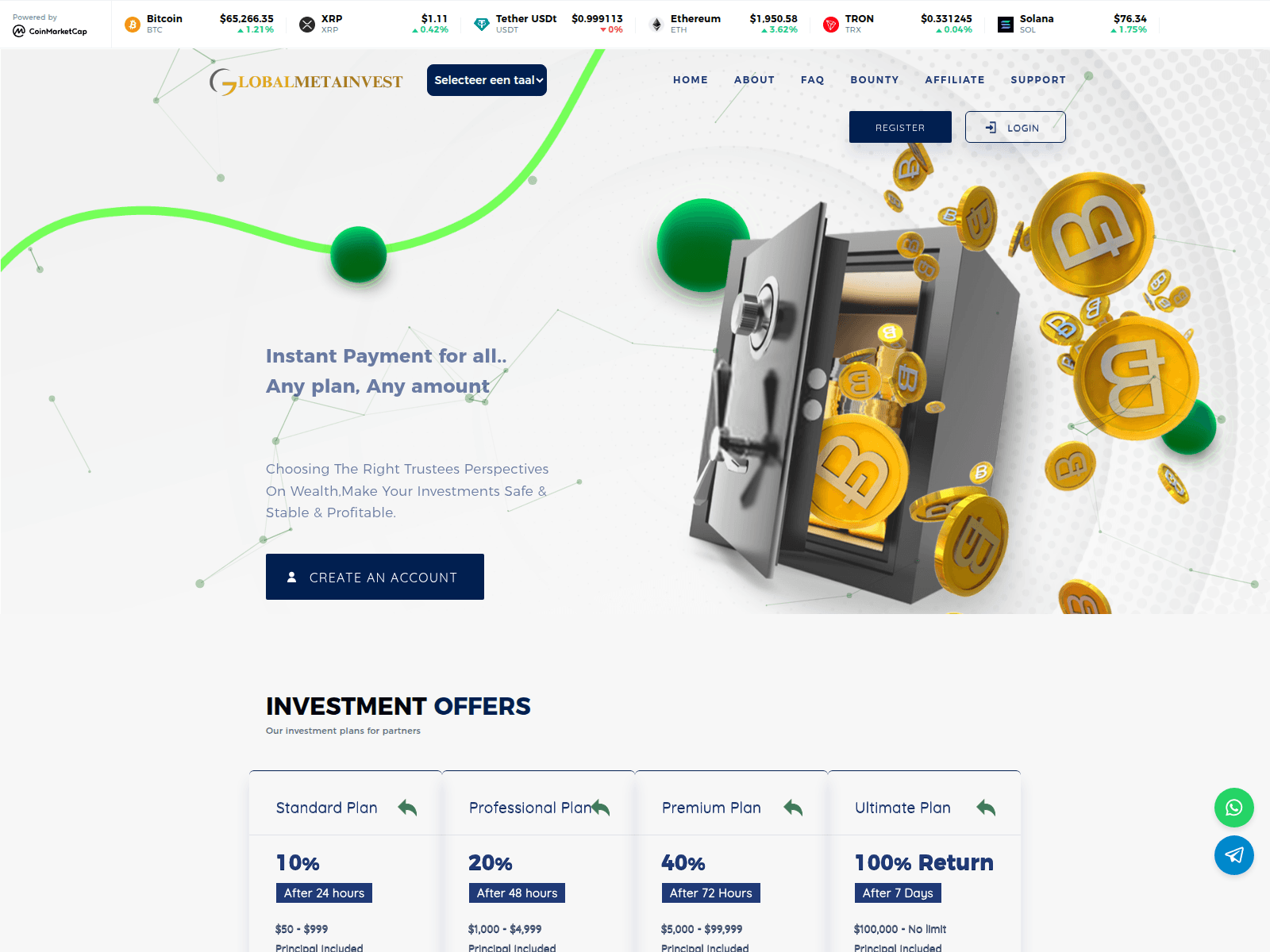 Screenshot of globalmetainvest.com