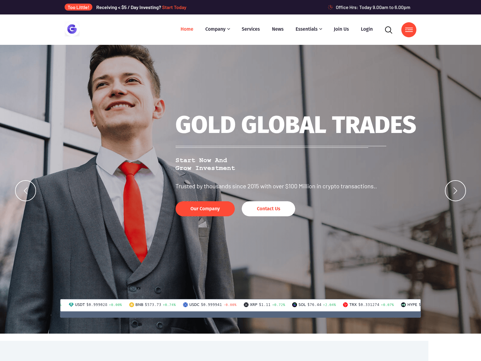 Screenshot of goldglobaltraders.com