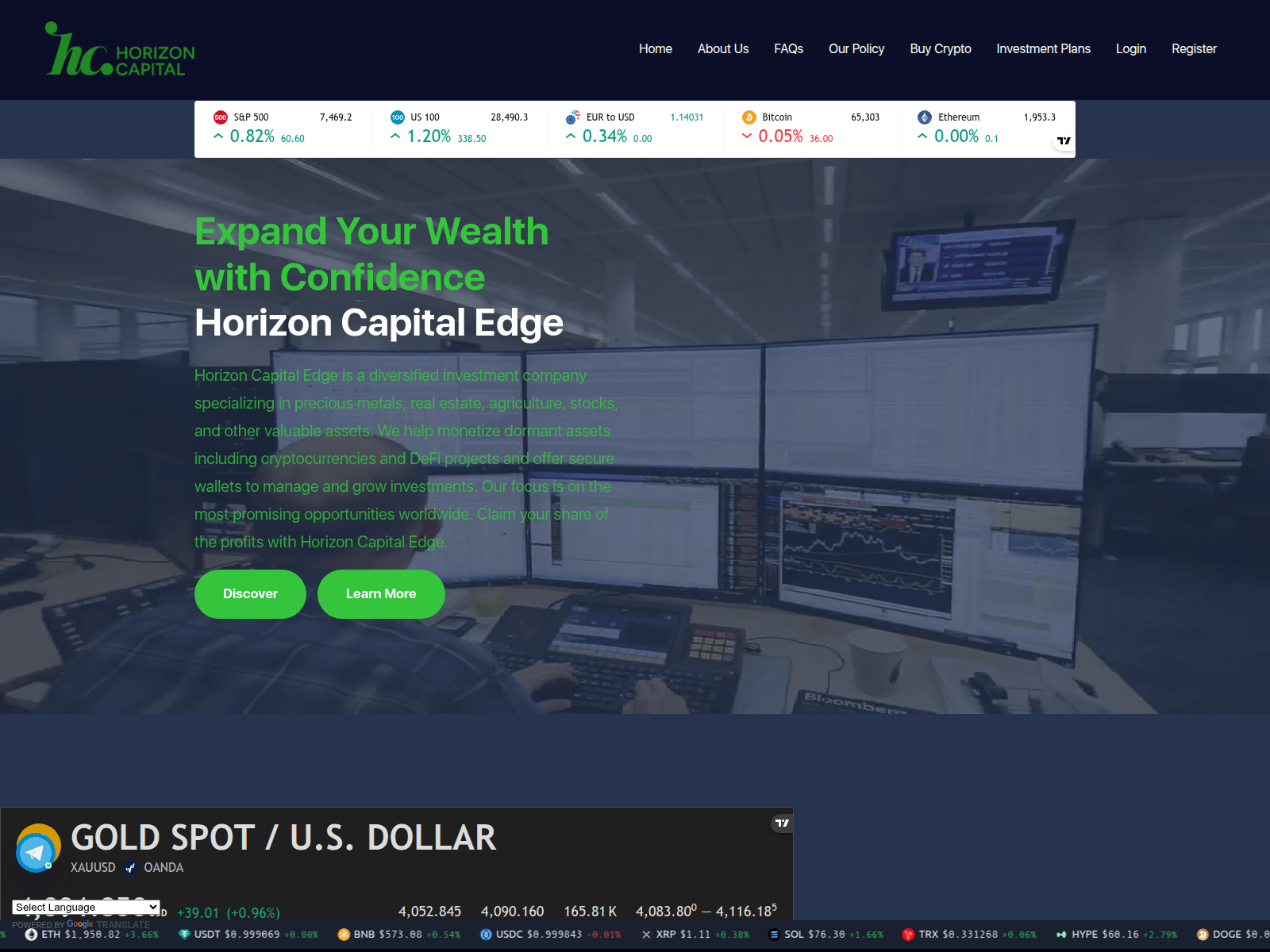 Screenshot of horizoncapitaledge.com