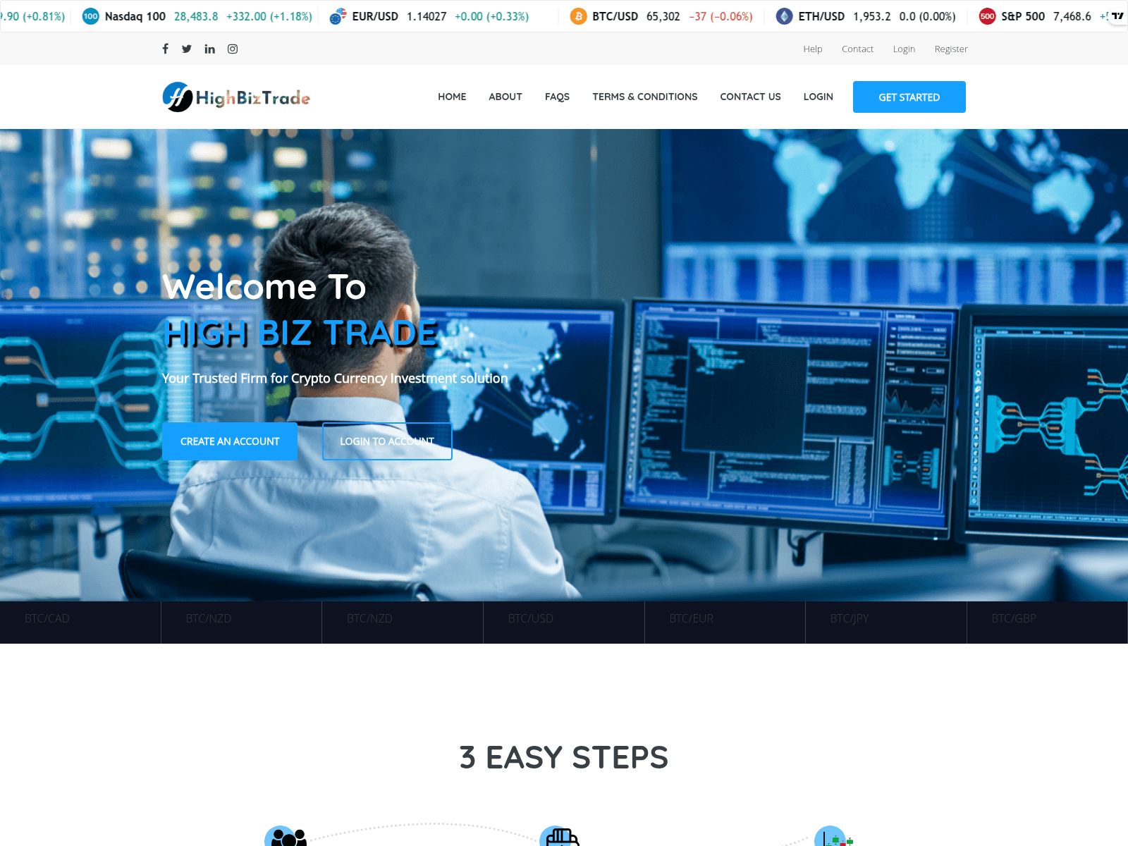Screenshot of highbiztrade.com