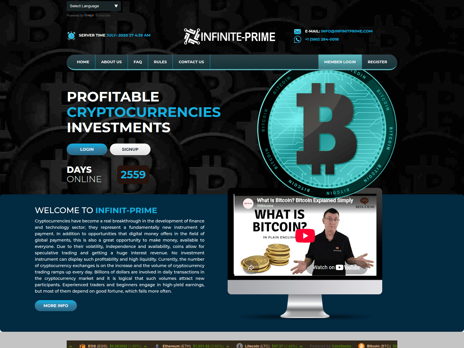 Screenshot of infinitprime.com