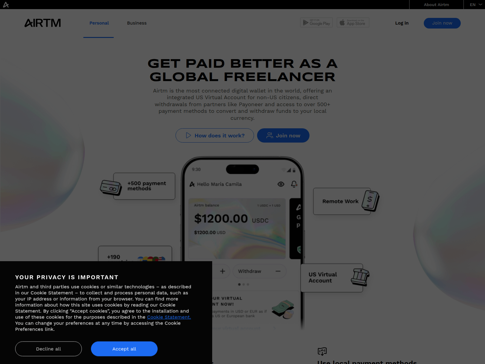 Screenshot of joinairtm.com