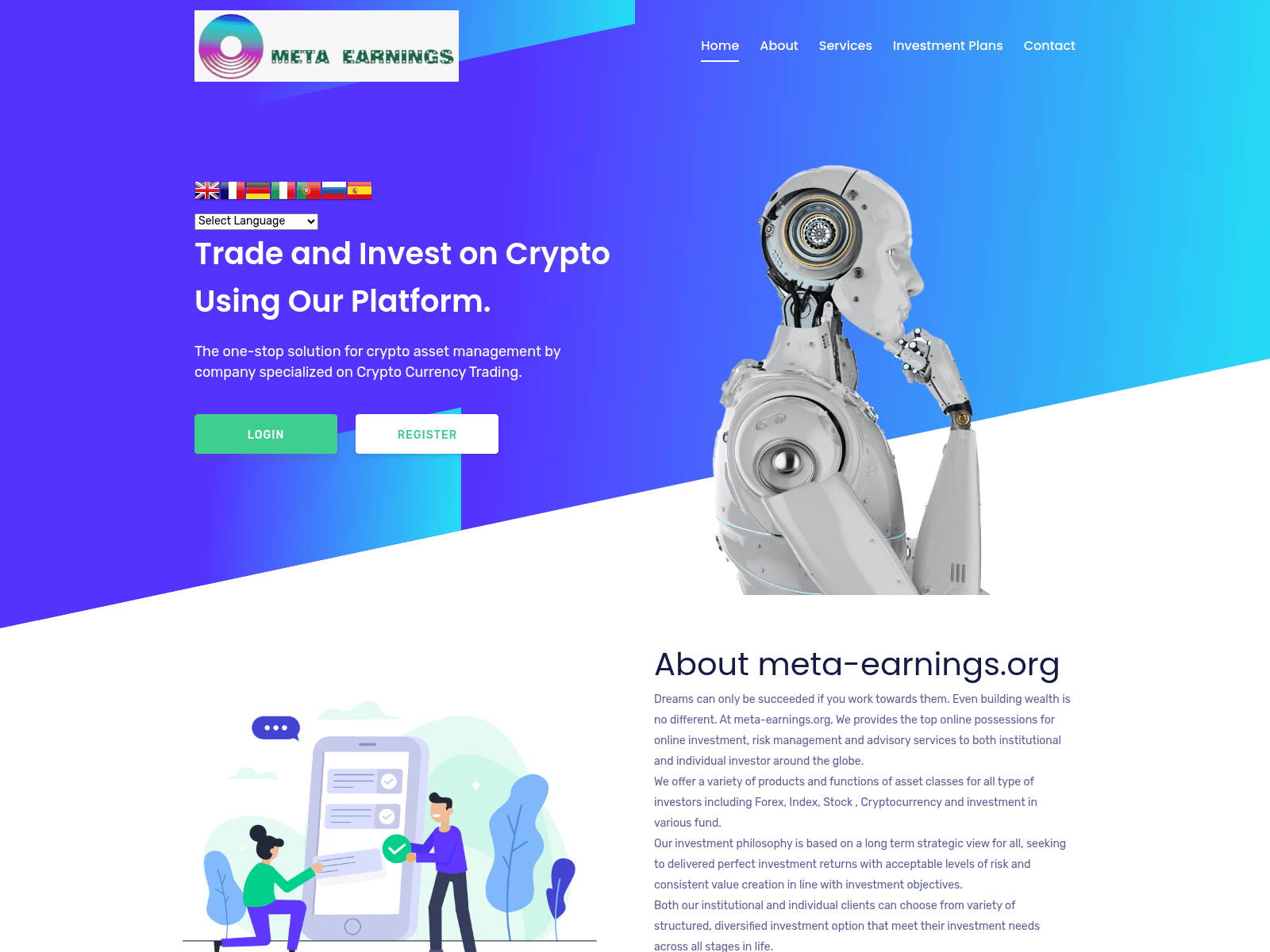 Screenshot of meta-earnings.org