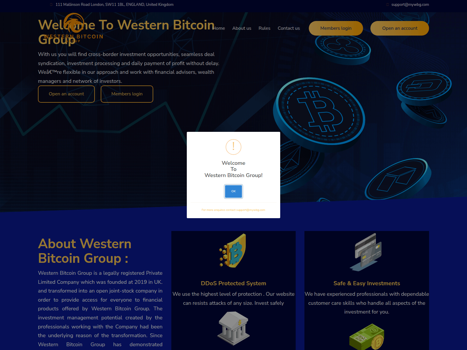 Screenshot of mywbg.com