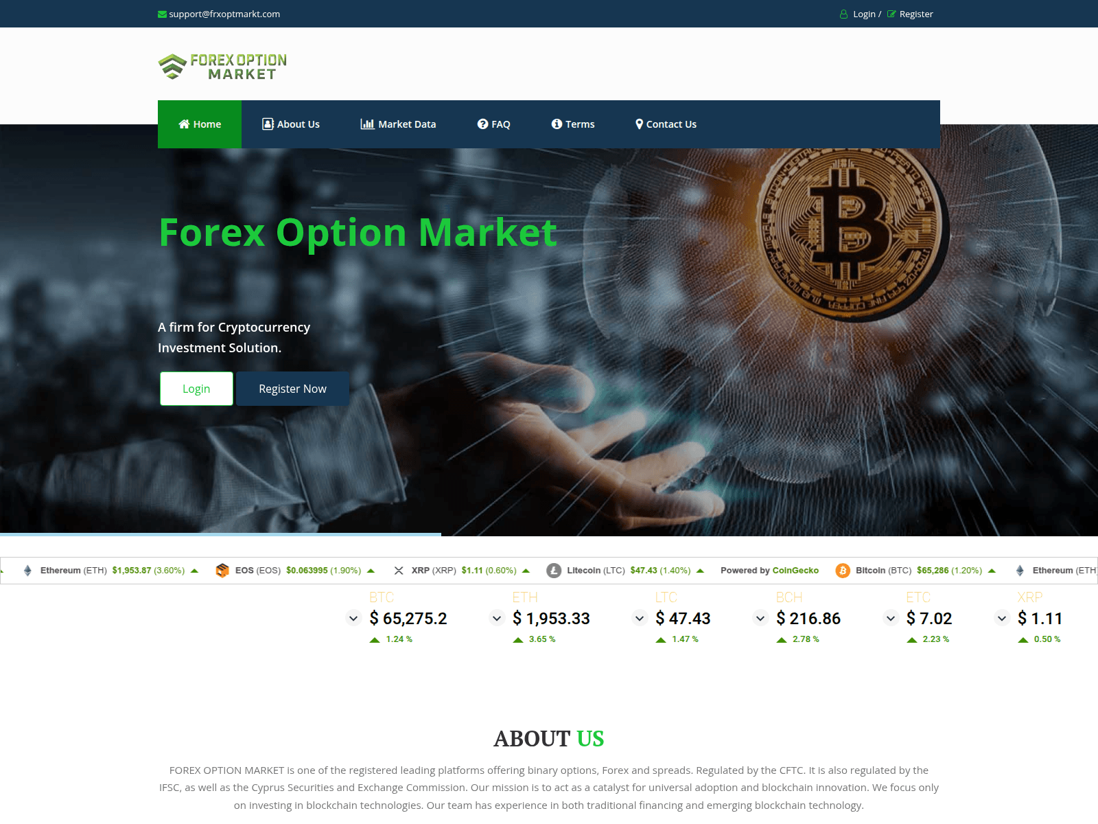 Screenshot of frxoptmarkt.com
