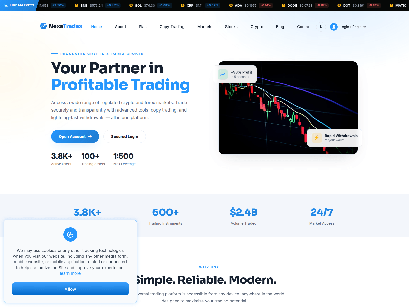 Screenshot of nexatradex.com