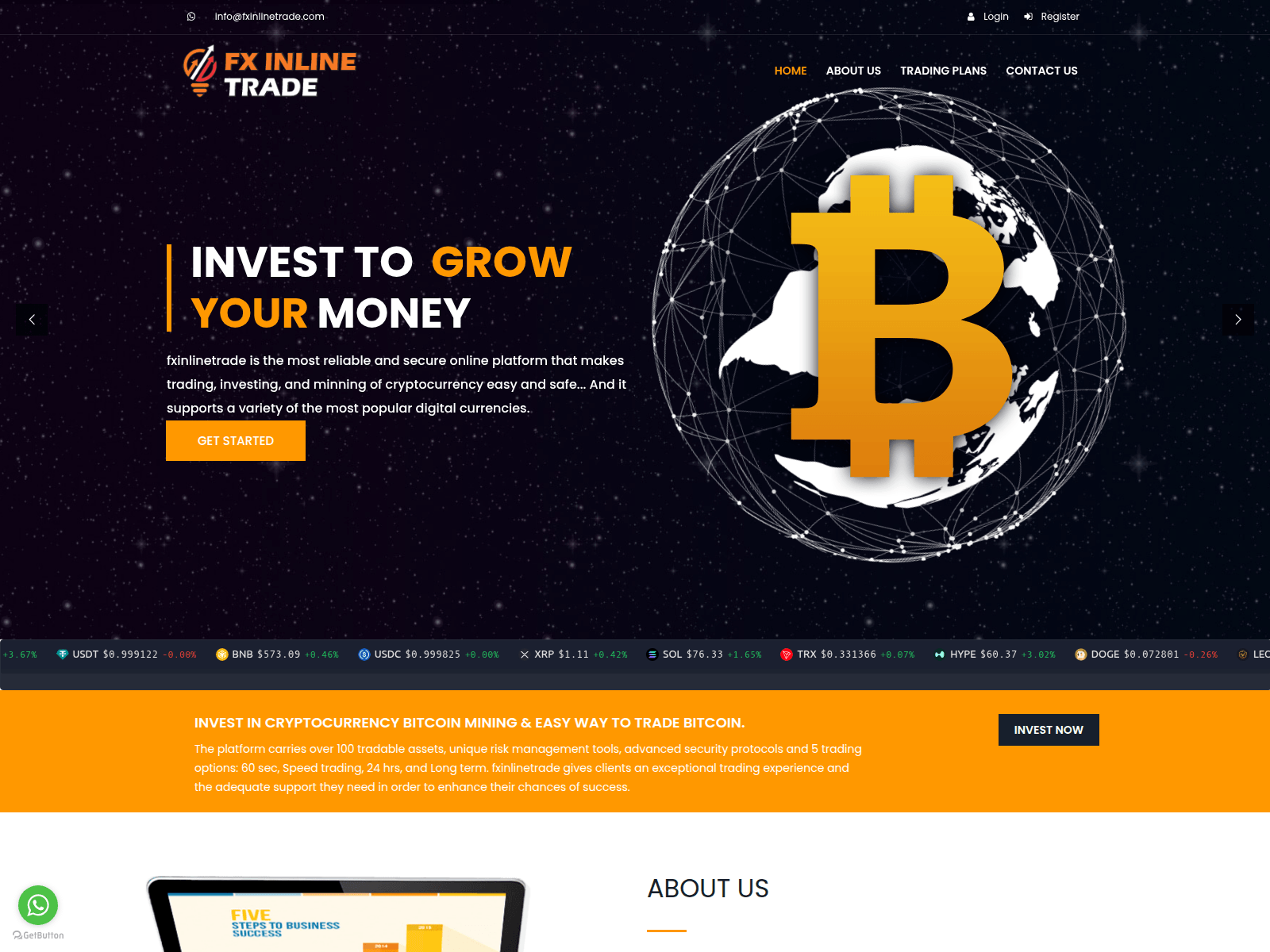 Screenshot of fxinlinetrade.com