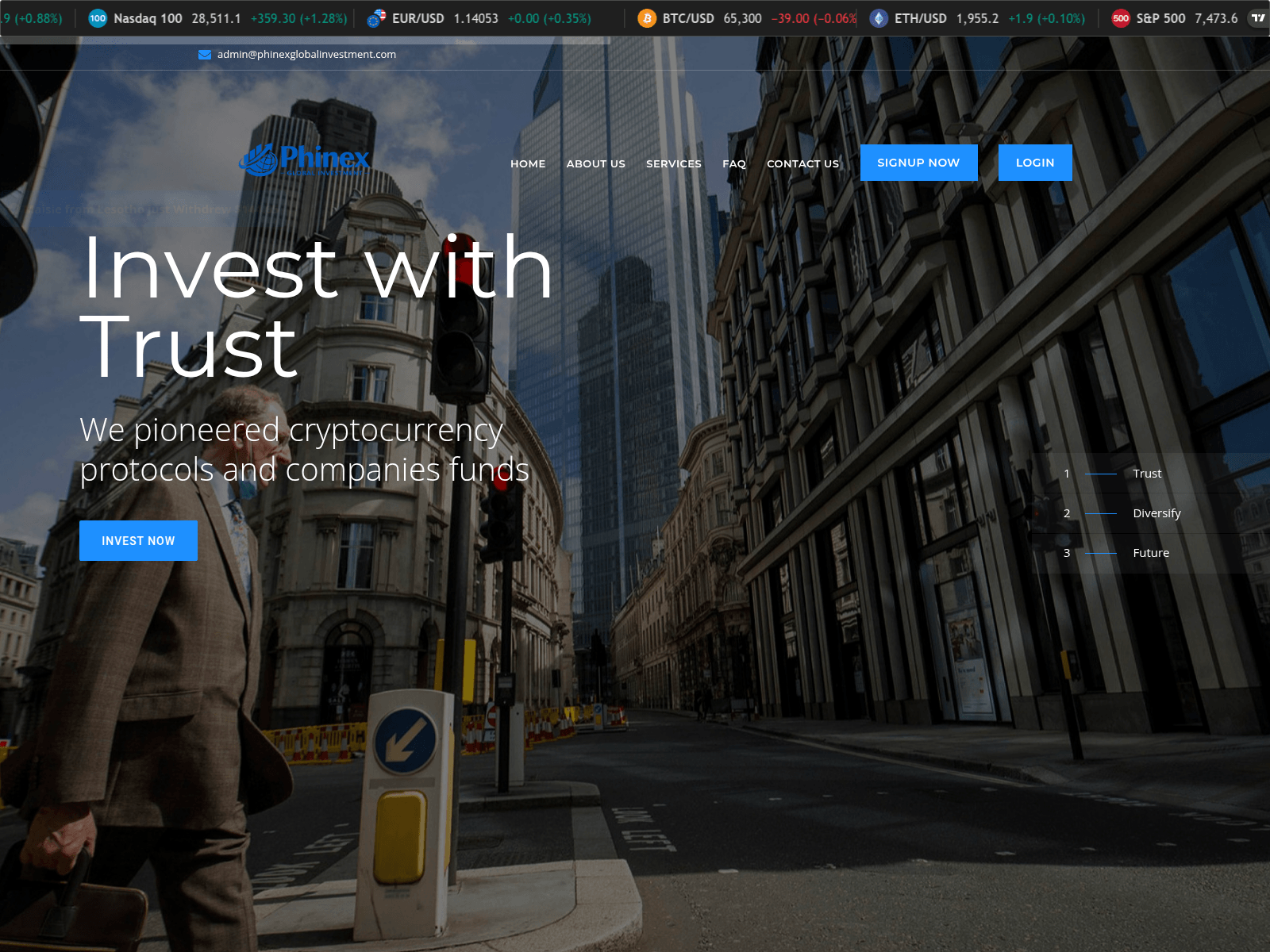 Screenshot of phinexglobalinvestment.com