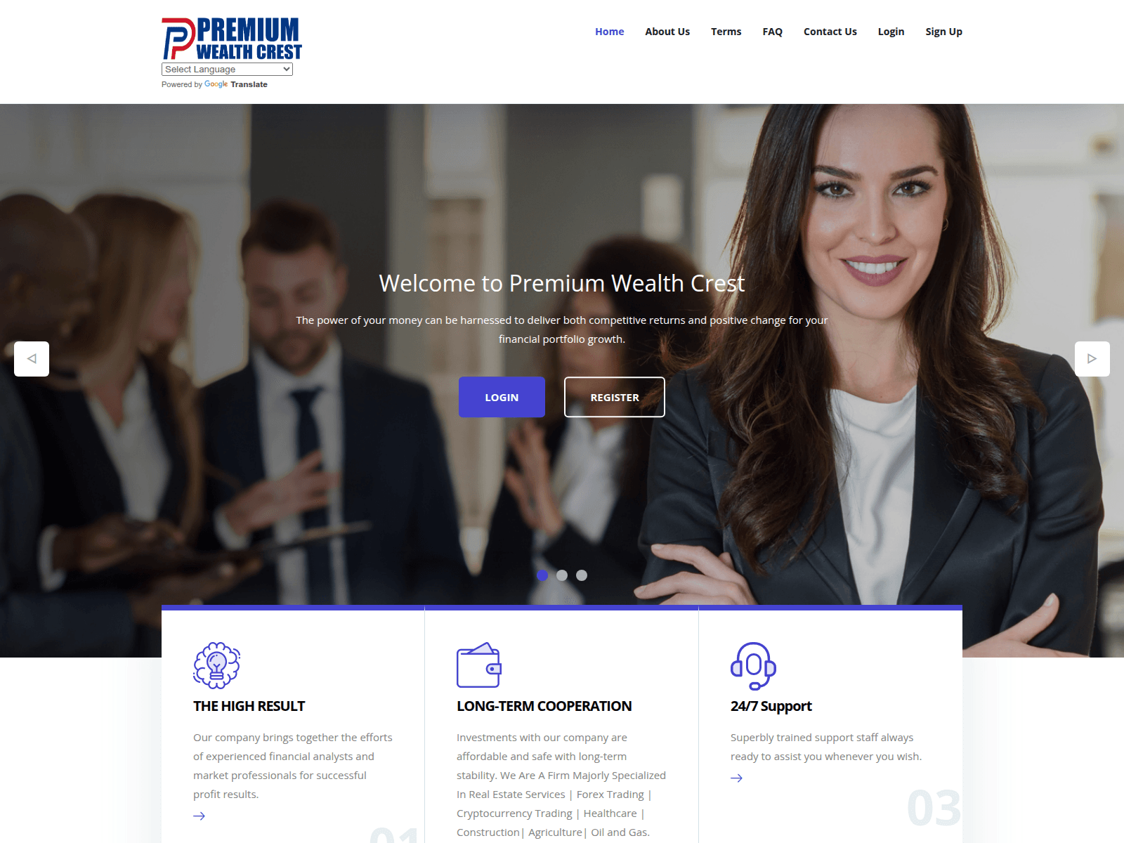 Screenshot of premiumwealthcrest.com