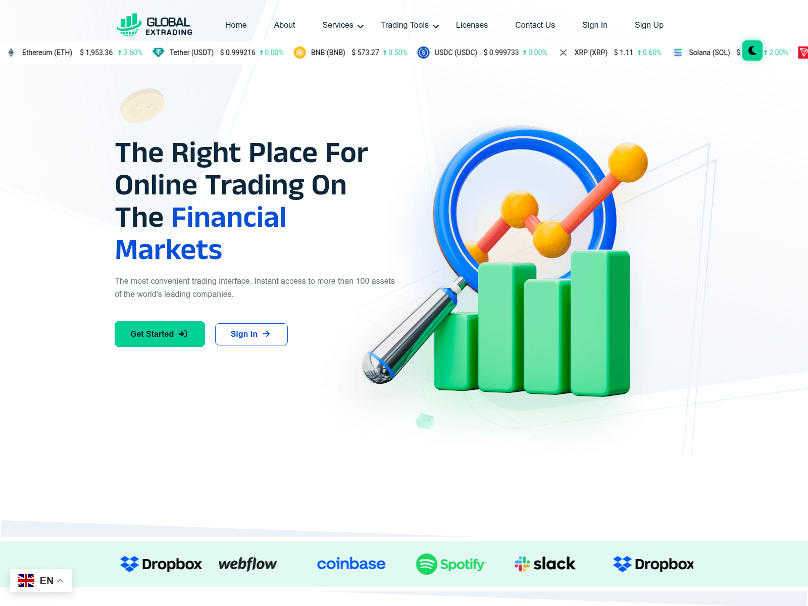 Screenshot of globalextrding.com