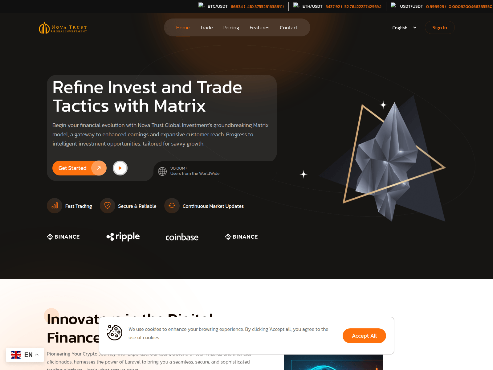 Screenshot of novatrustglobalinvestment.com