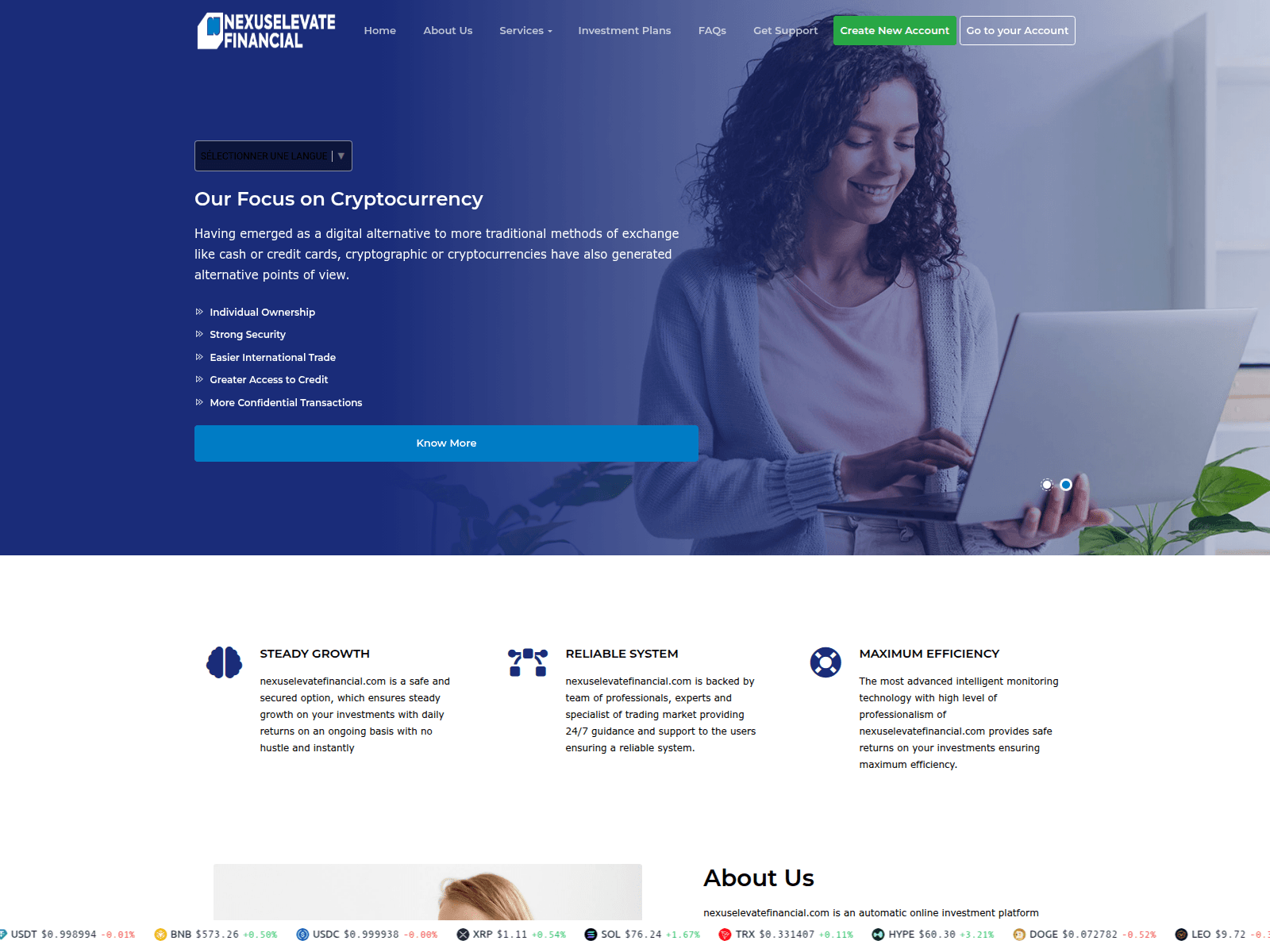 Screenshot of nexuselevatefinancial.com