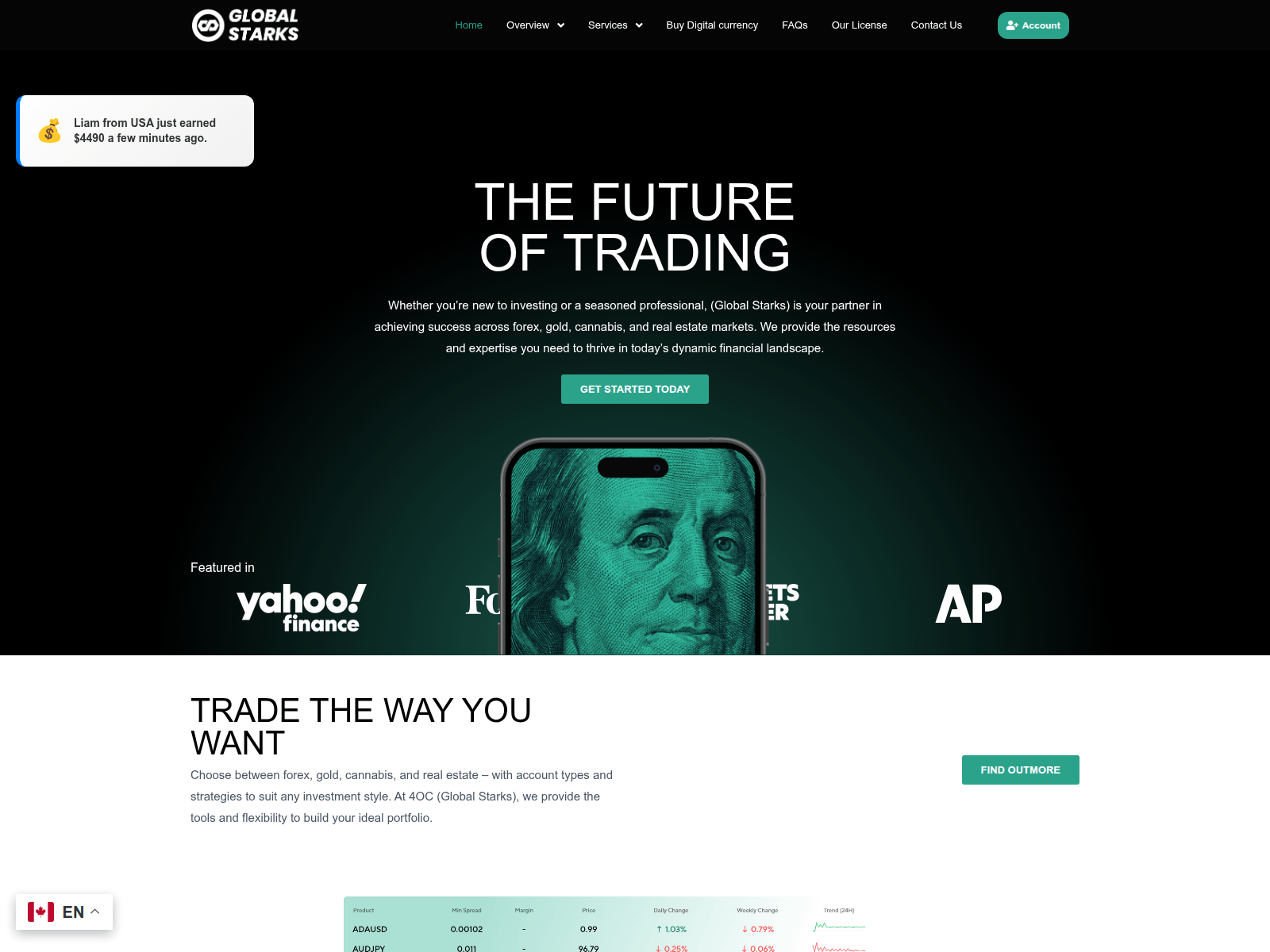 Screenshot of globalstarks.com