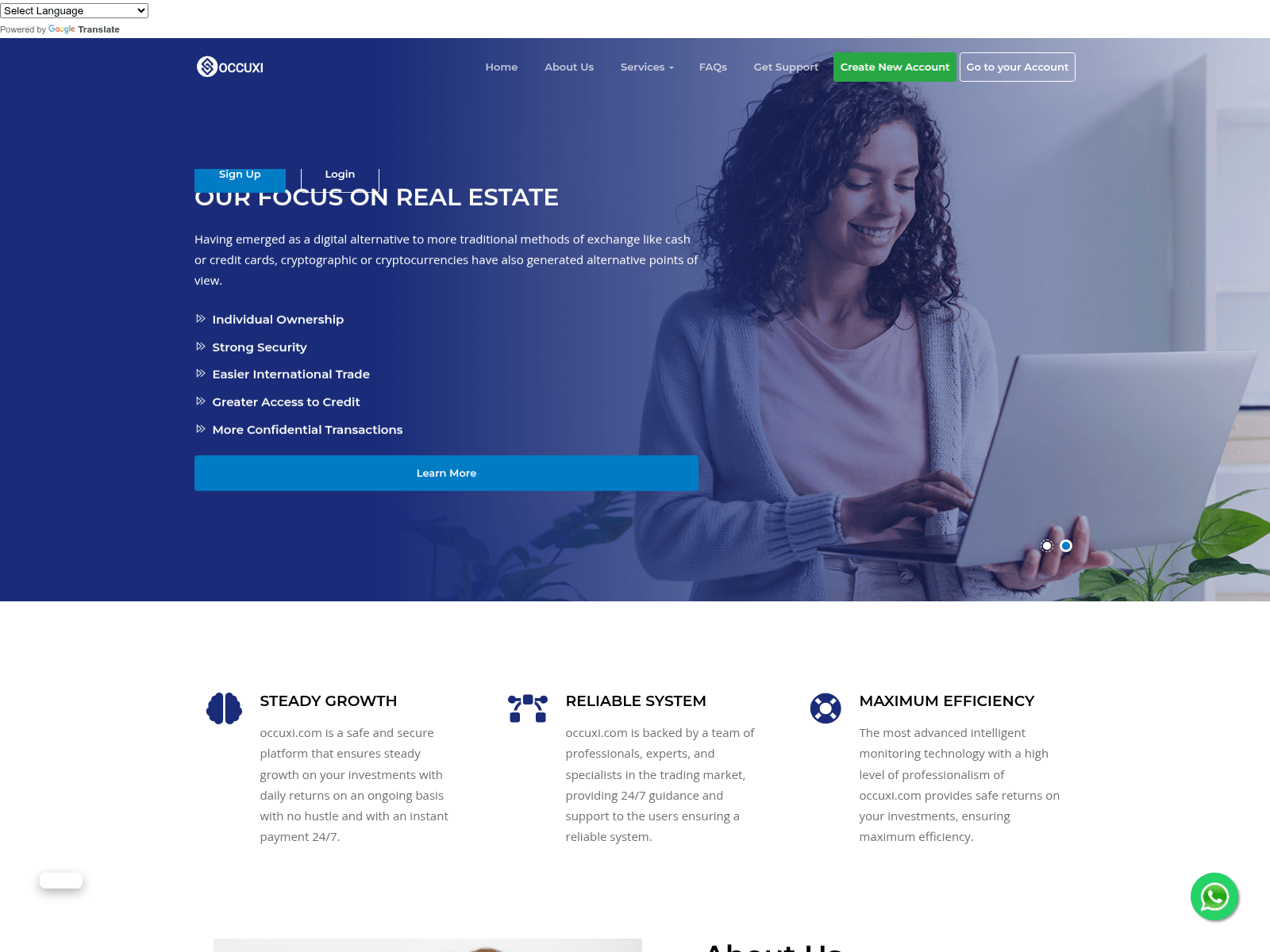 Screenshot of occuxi.com