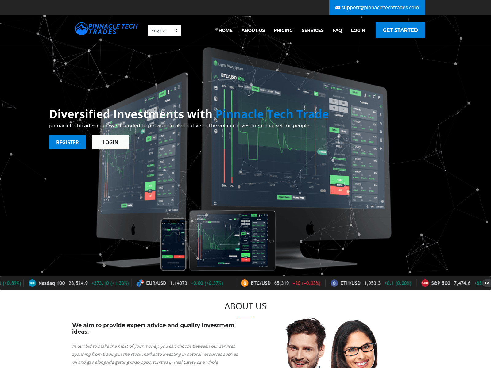 Screenshot of pinnacletechtrades.com