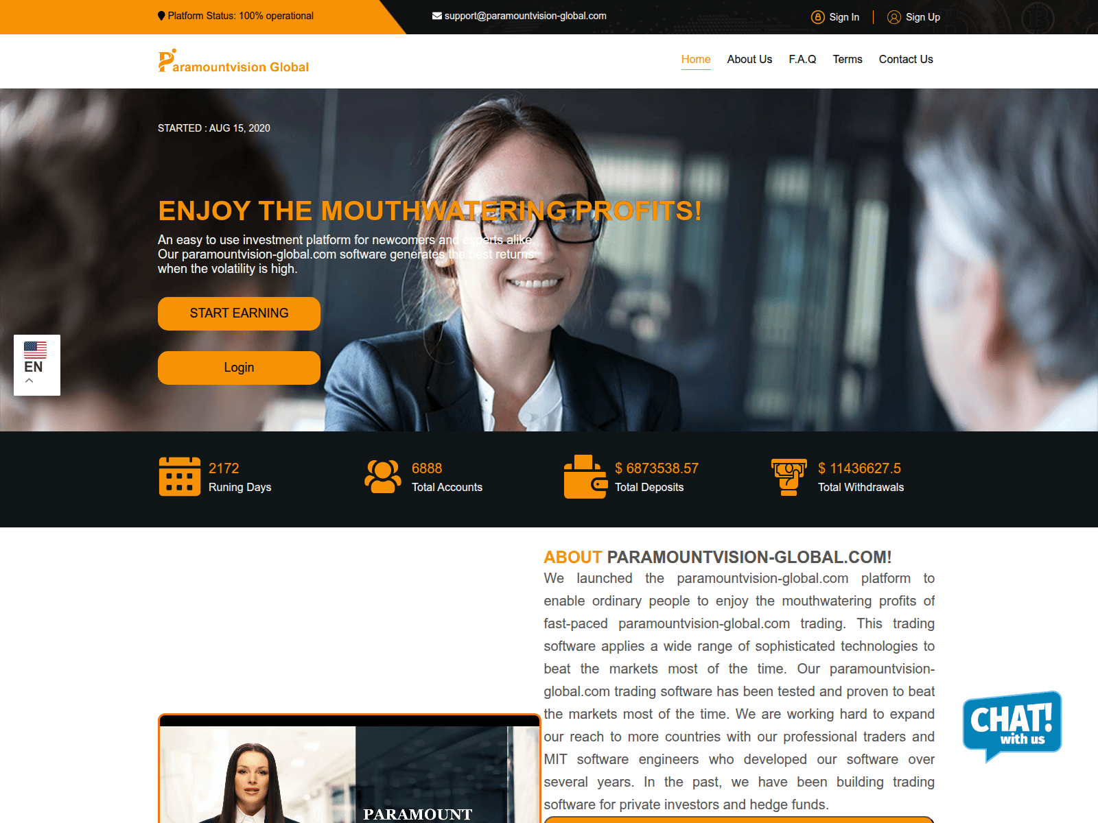 Screenshot of paramountvision-global.com