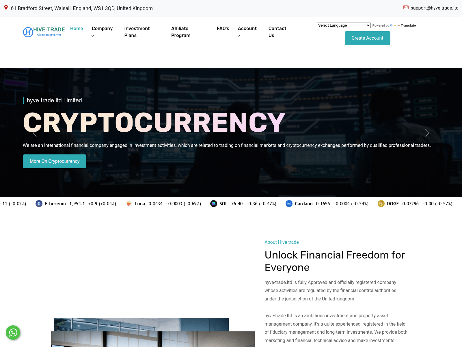 Screenshot of hyve-trade.ltd