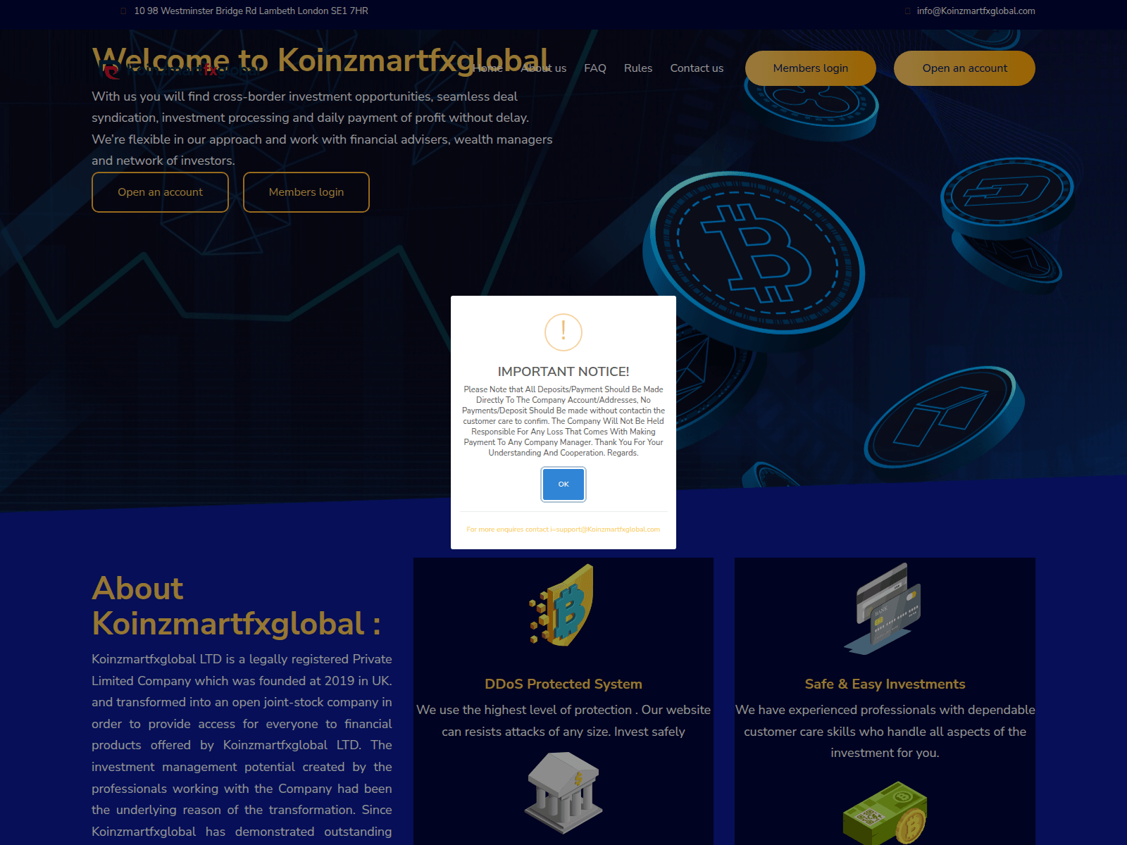 Screenshot of koinzmartfxglobal.com