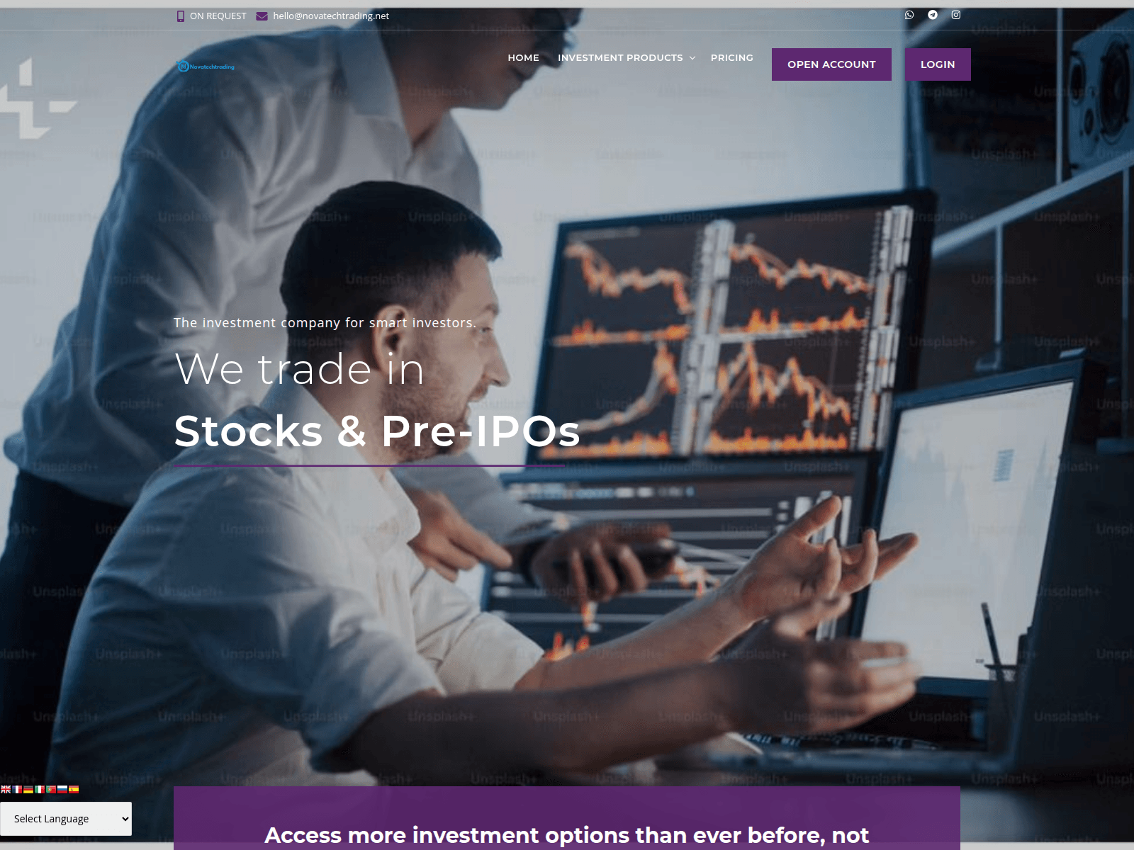 Screenshot of novatechtrading.net