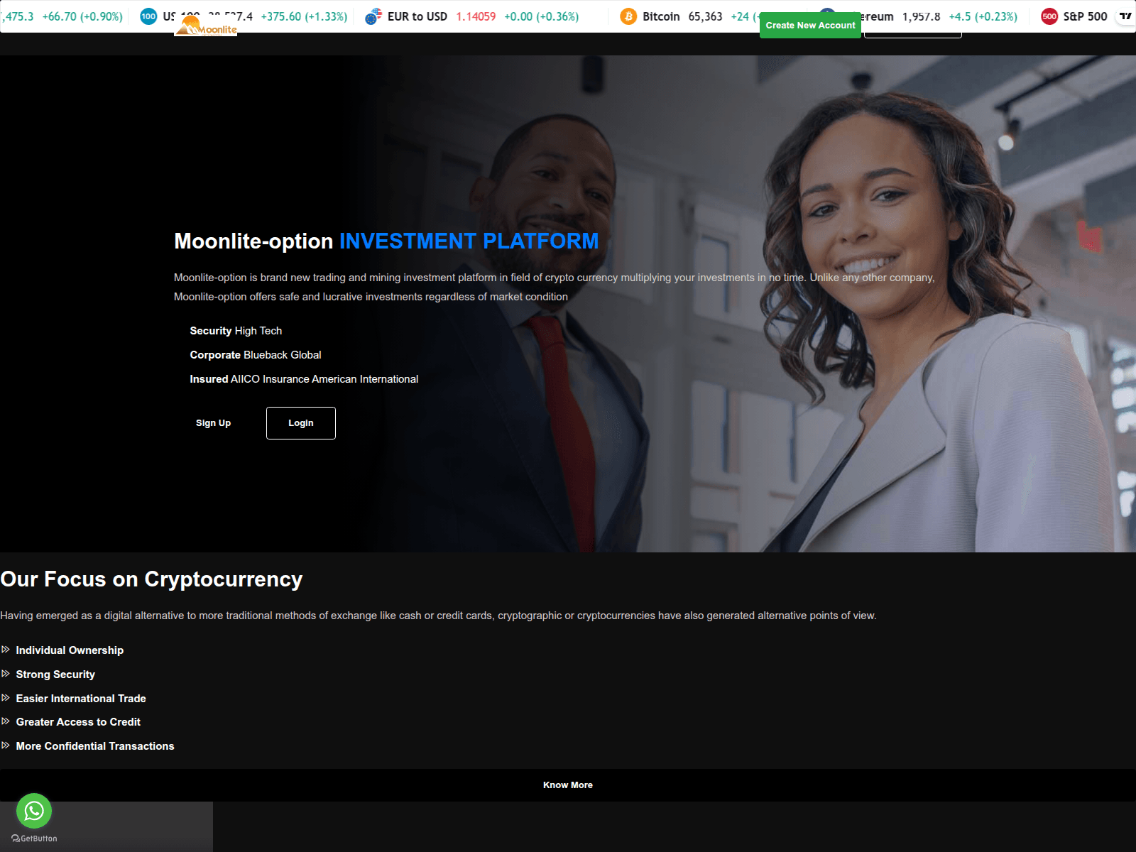 Screenshot of moonlite-options.info