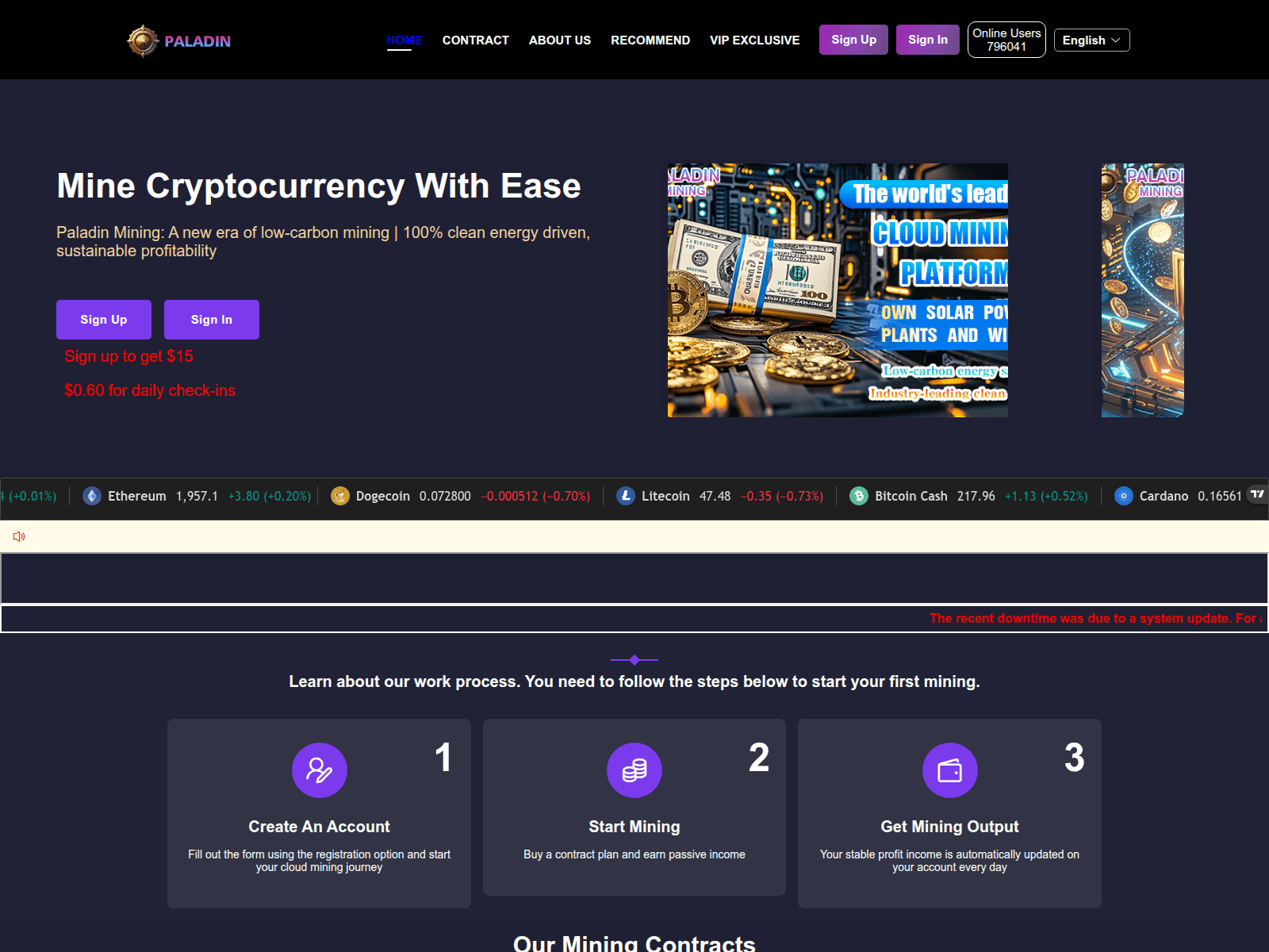 Screenshot of paladinmining.net