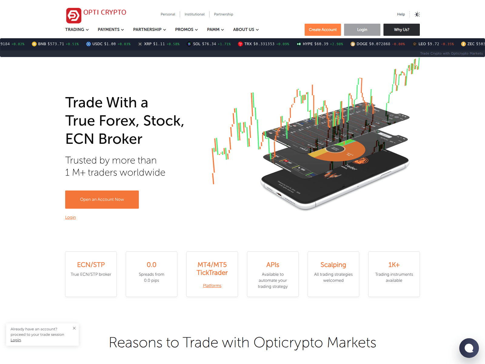 Screenshot of opticryptomarkets.com