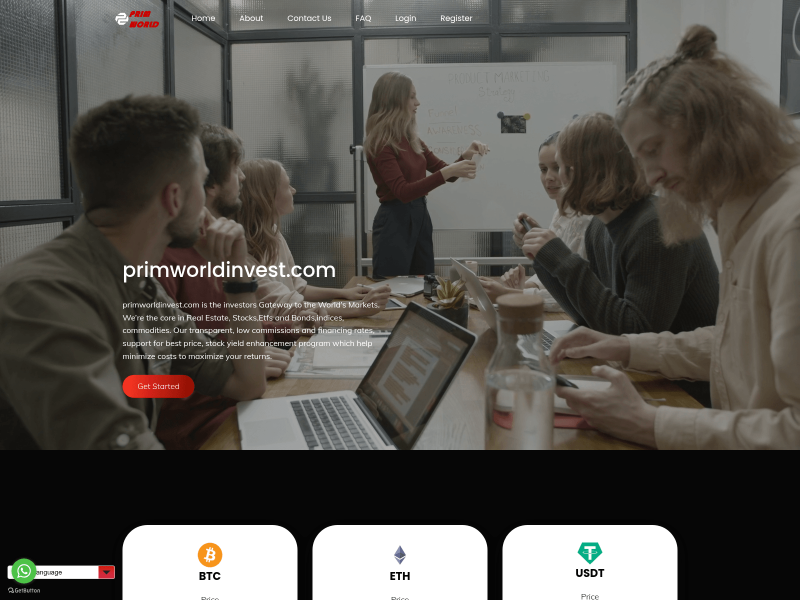Screenshot of primworldinvest.com
