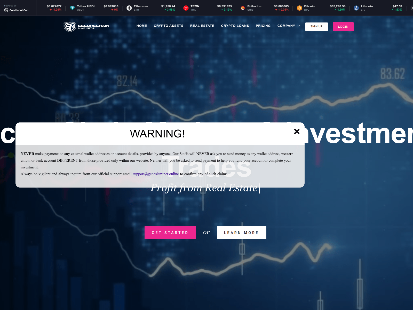 Screenshot of securechainmarkets.online