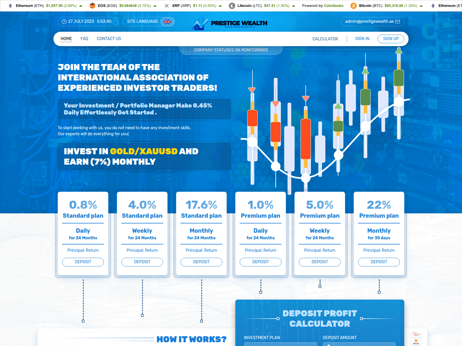 Screenshot of prestigewealth.ae