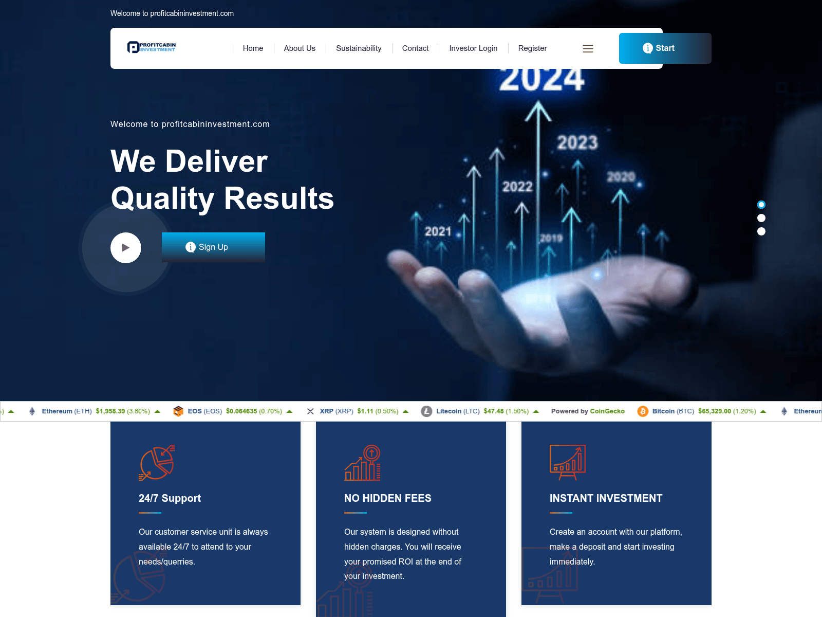Screenshot of profitcabininvestment.com