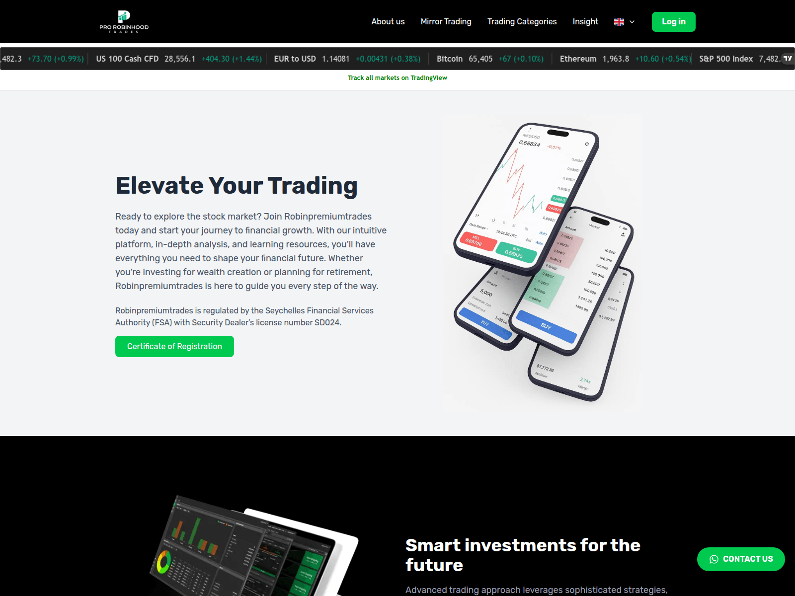 Screenshot of robinpremiumtrades.com