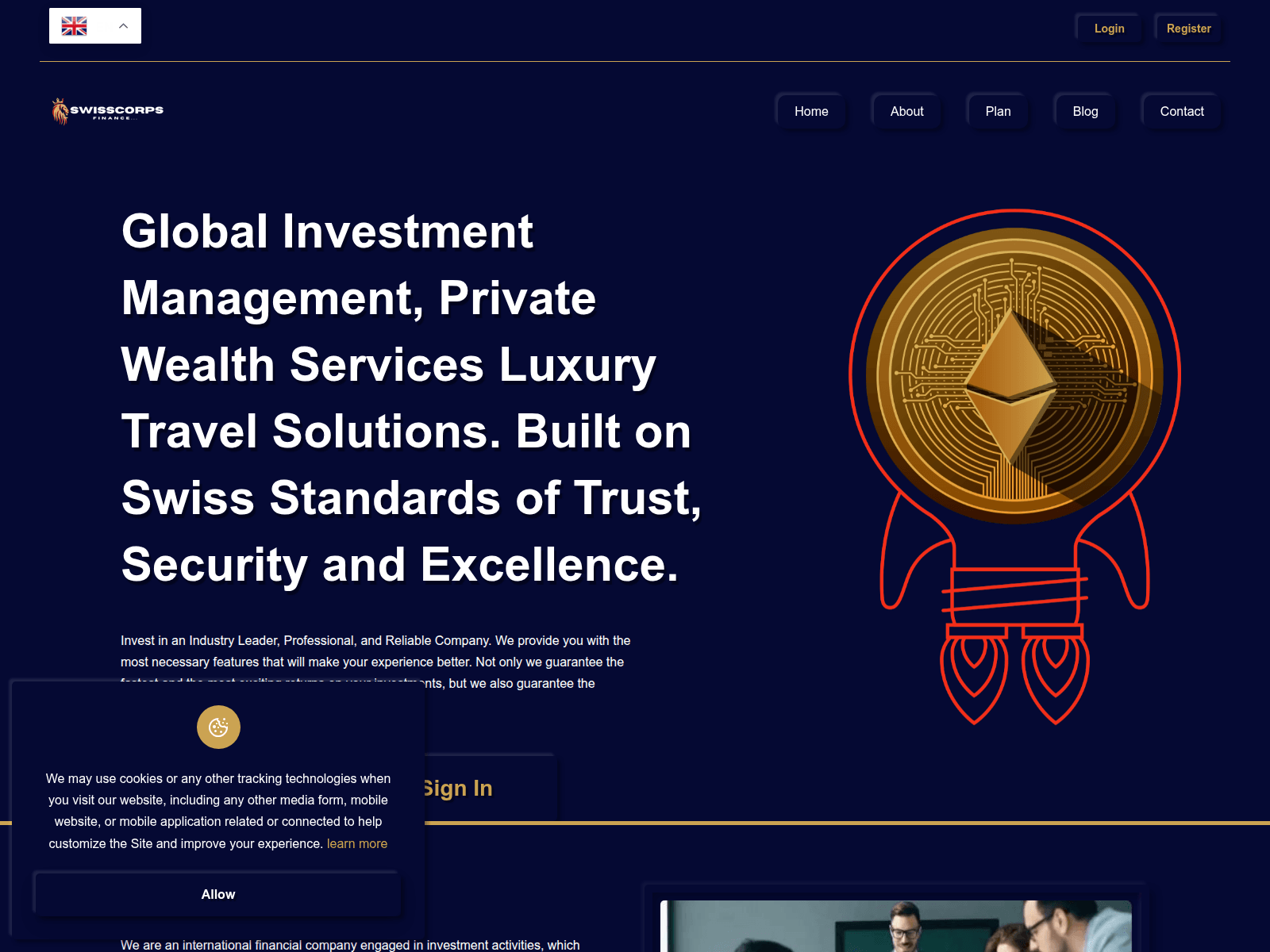 Screenshot of swisscorpsfinance.com