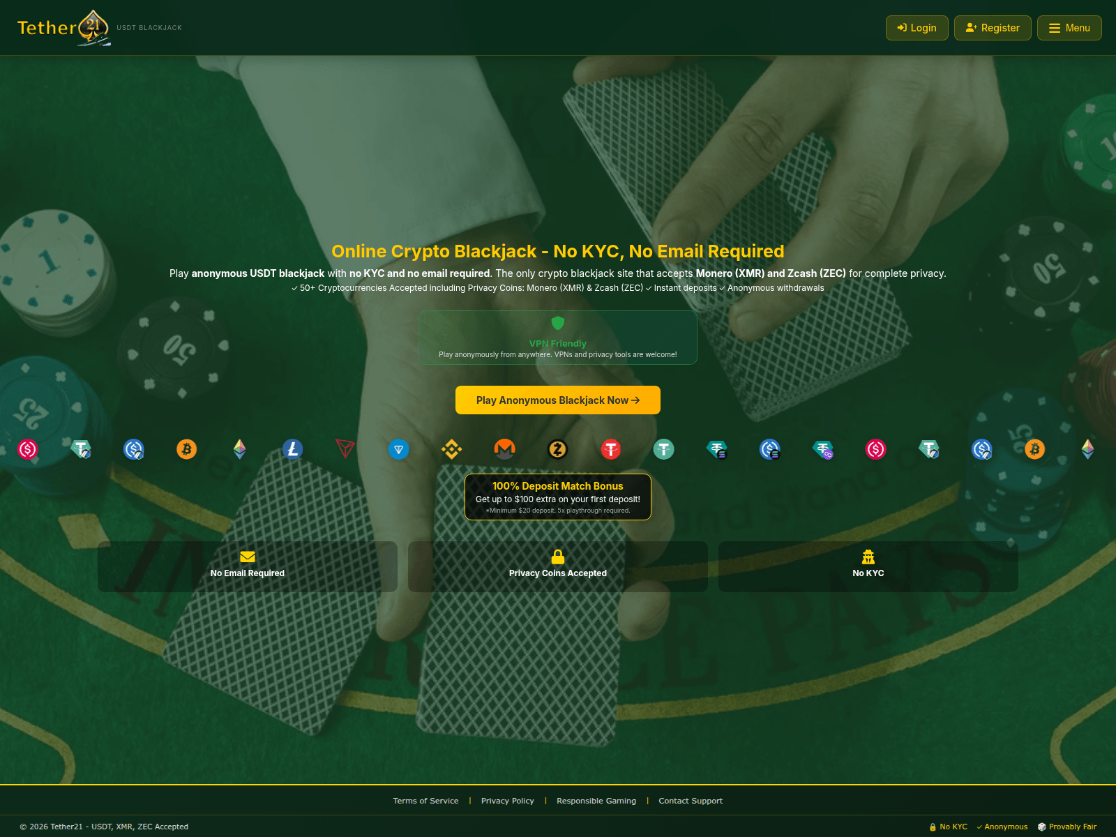Screenshot of tether21.com