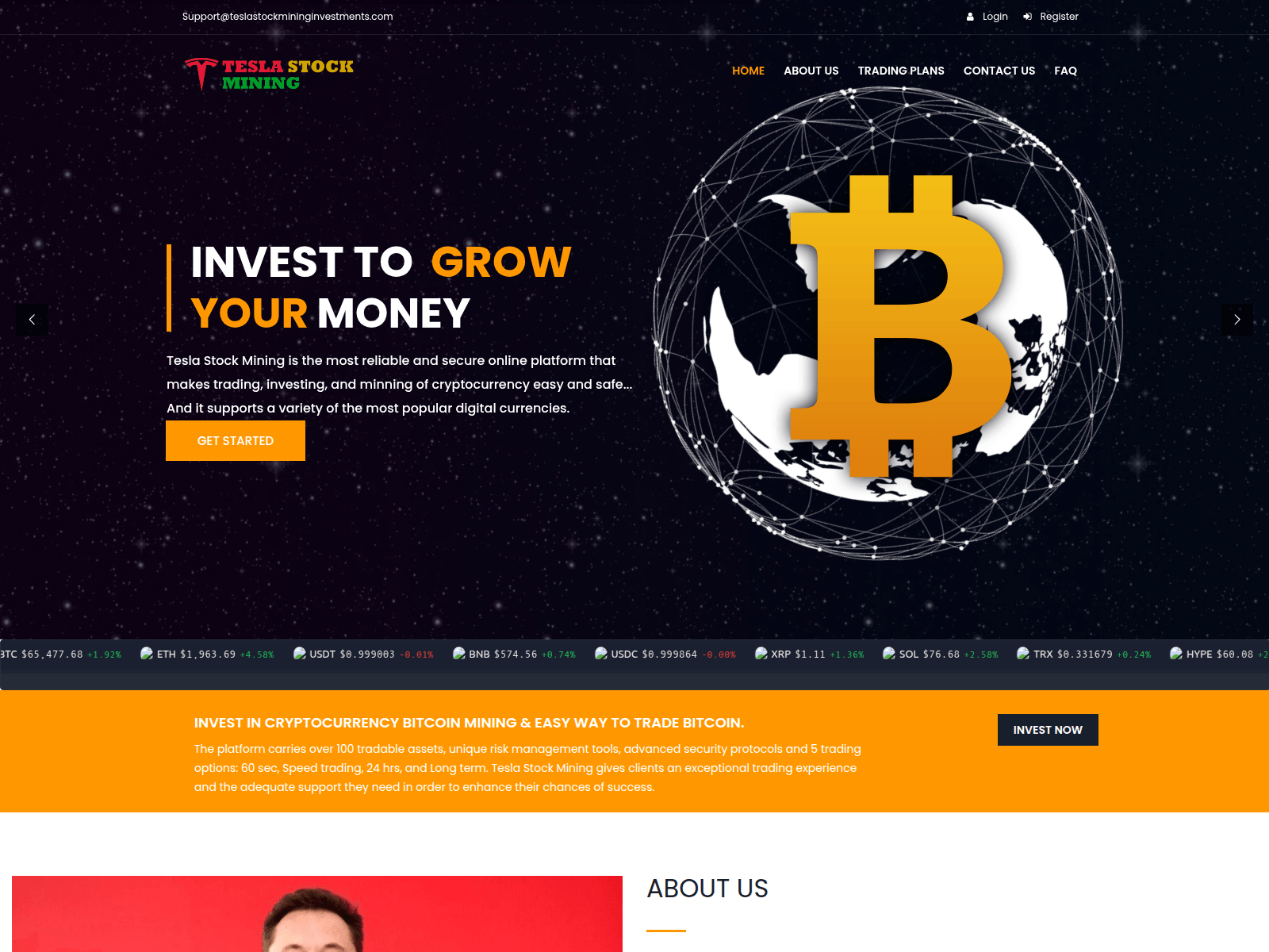 Screenshot of teslastockmininginvestments.com