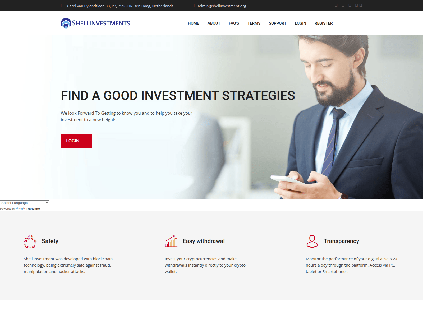 Screenshot of shellinvestment.org