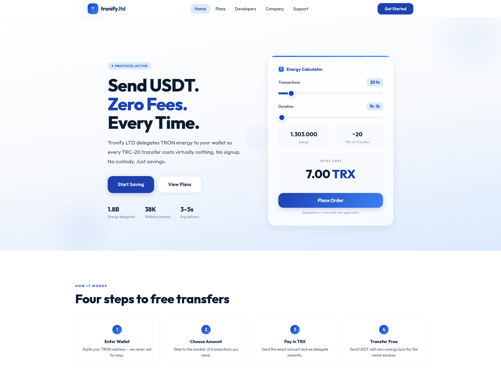 Screenshot of tronify.ltd