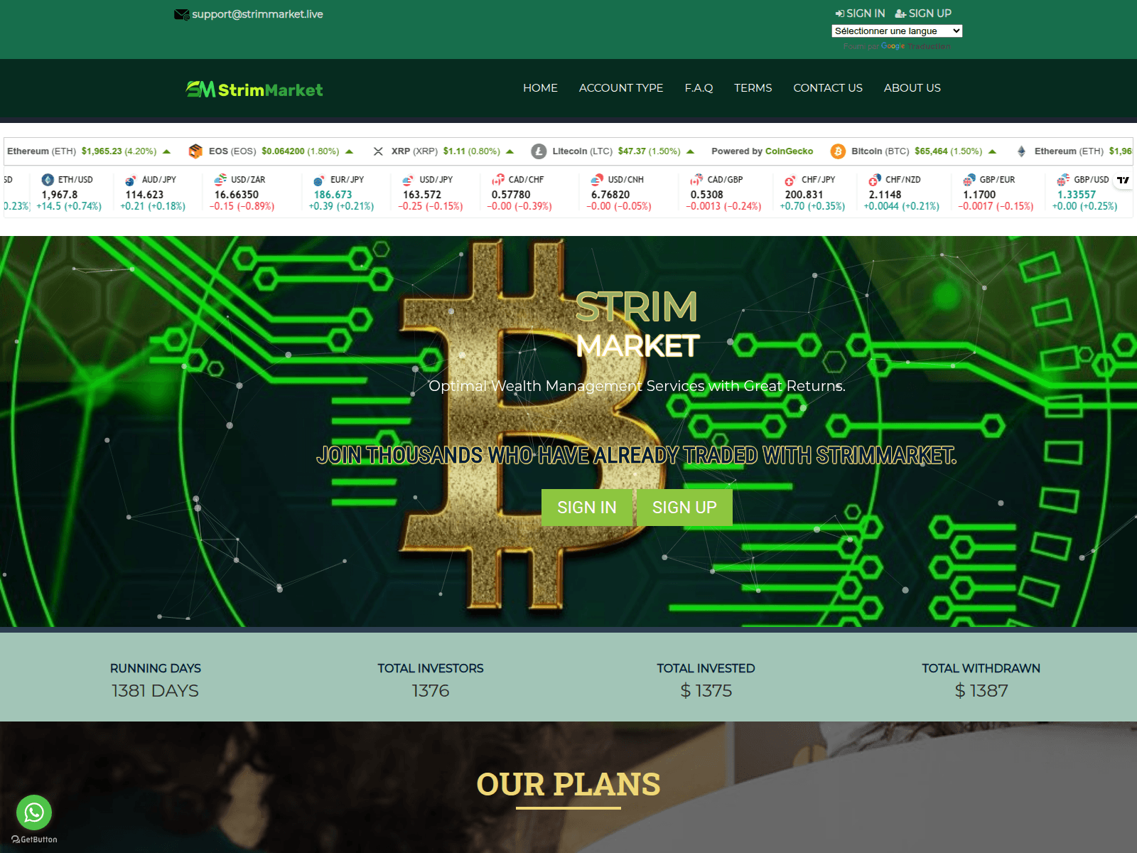 Screenshot of strimmarket.live