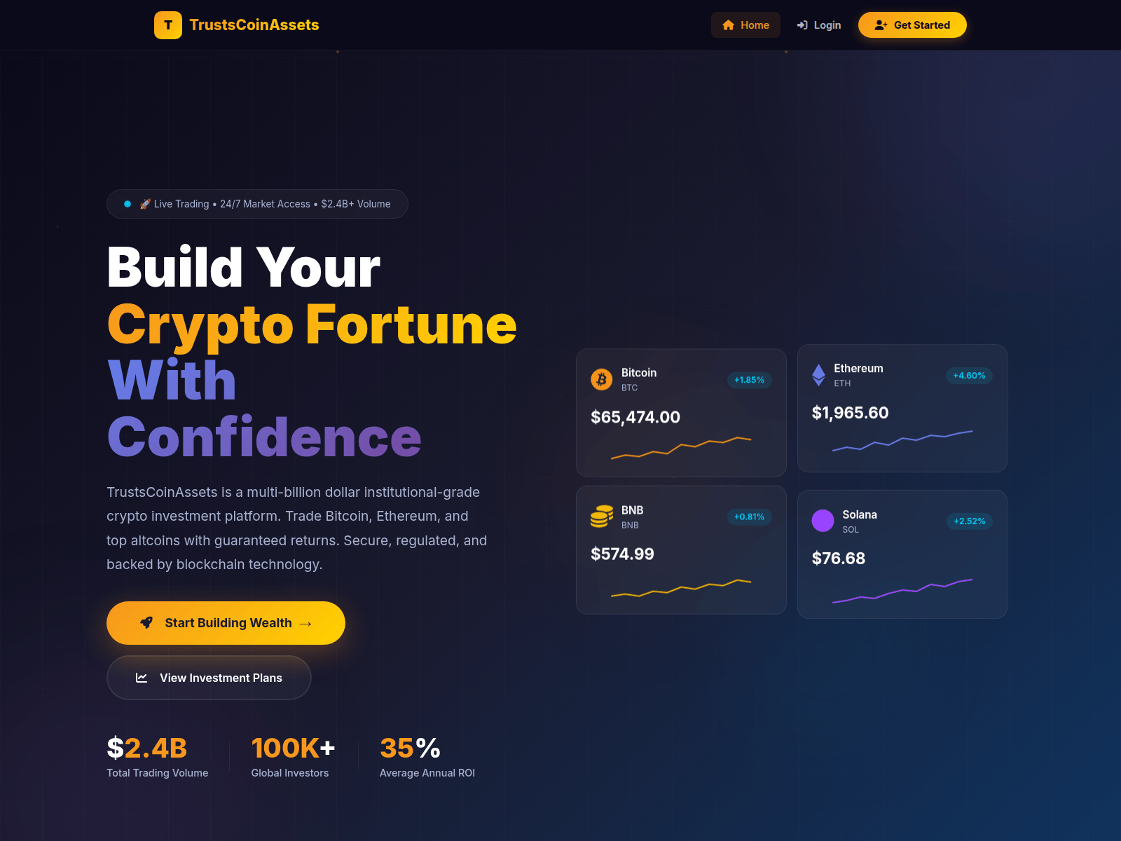 Screenshot of trustscoinassets.com