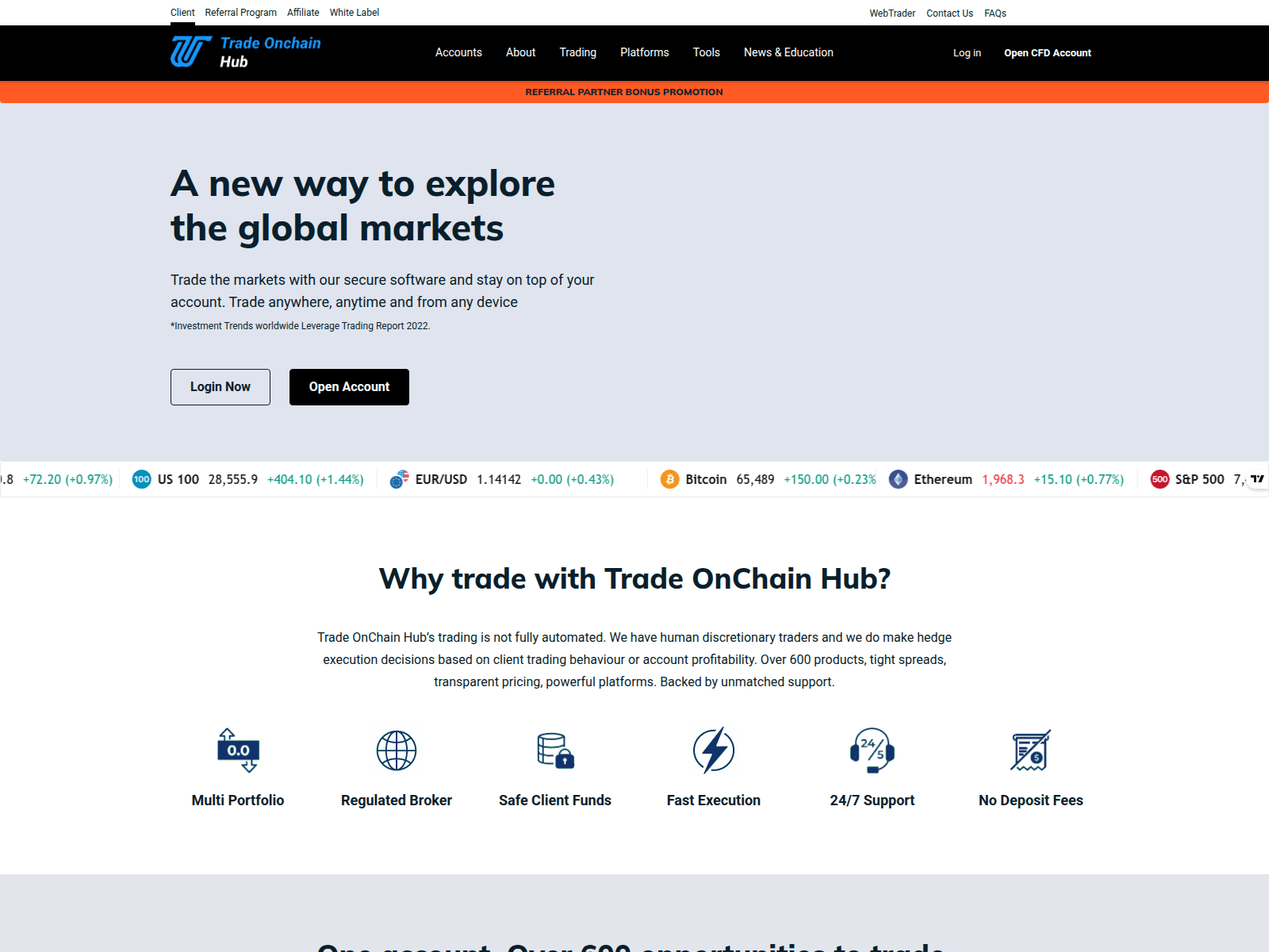 Screenshot of tradeonchainhub.com