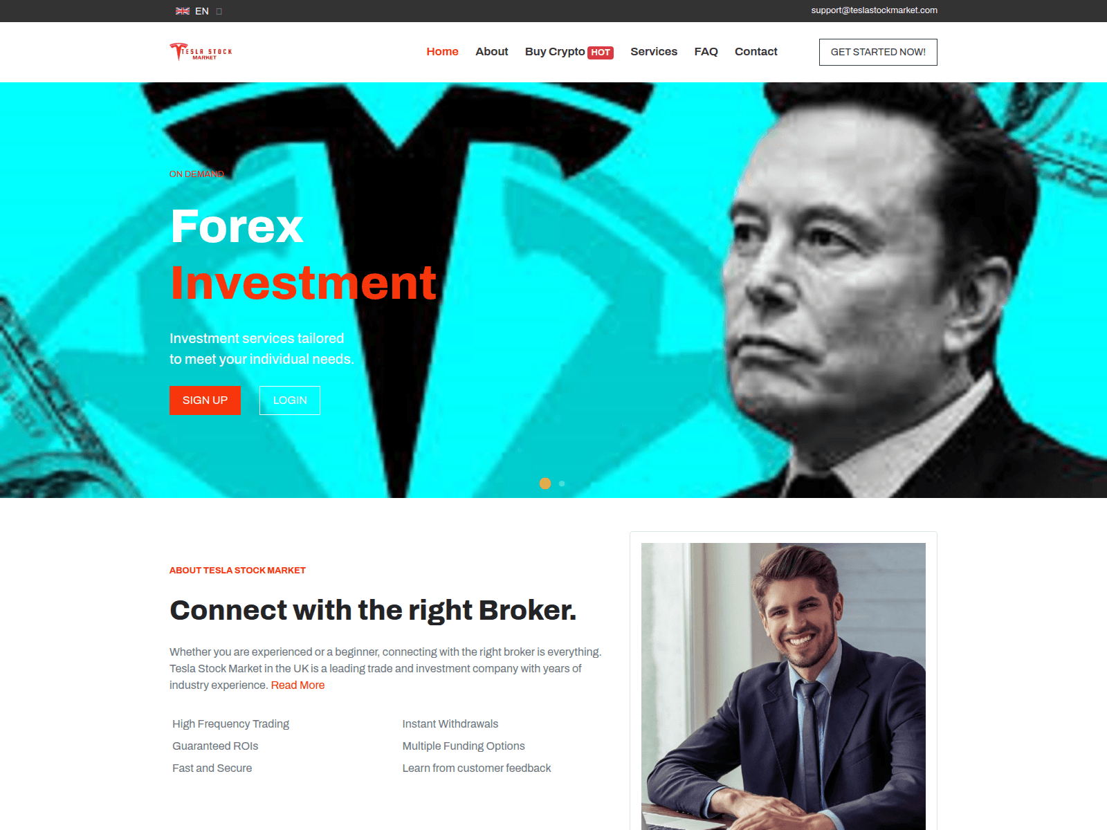 Screenshot of teslastockmarket.com
