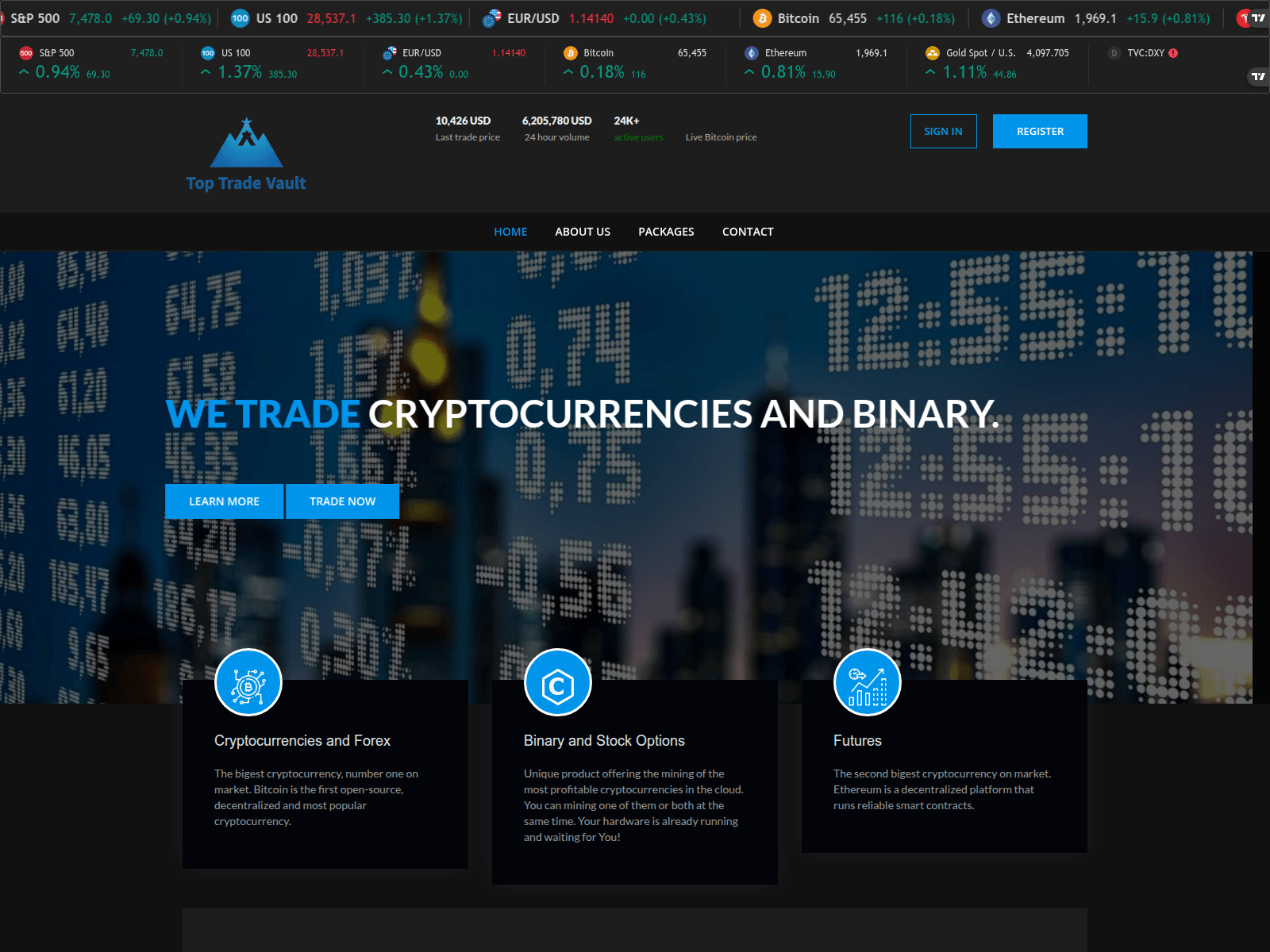 Screenshot of toptradevault.com