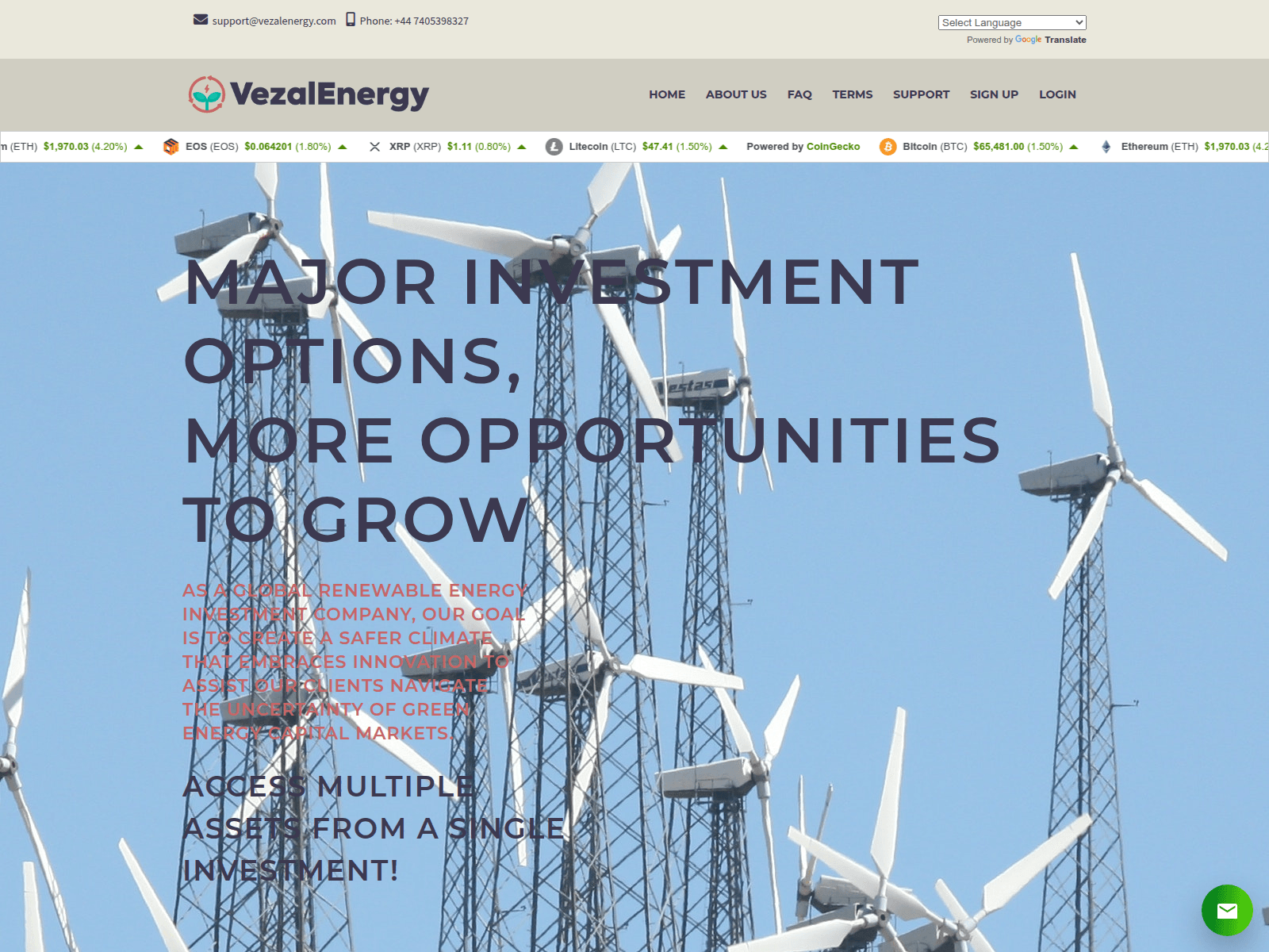 Screenshot of vezalenergy.com