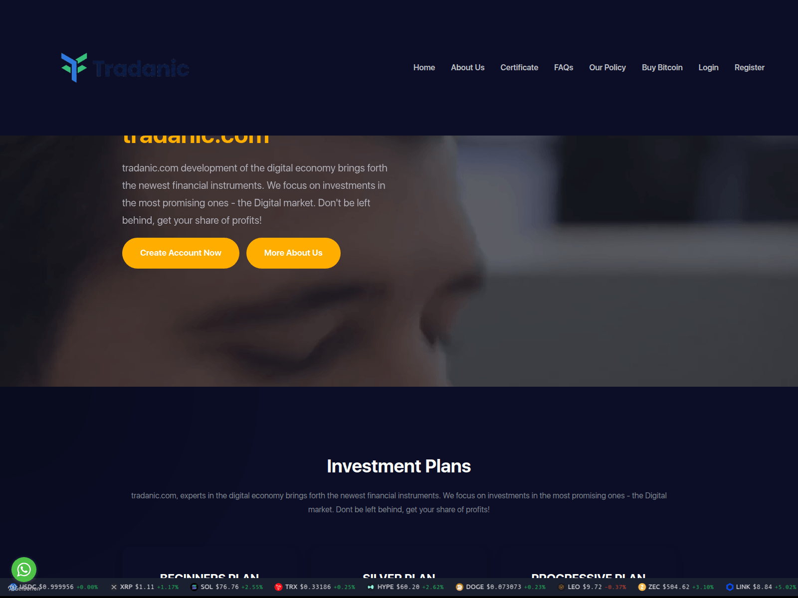 Screenshot of tradanic.com