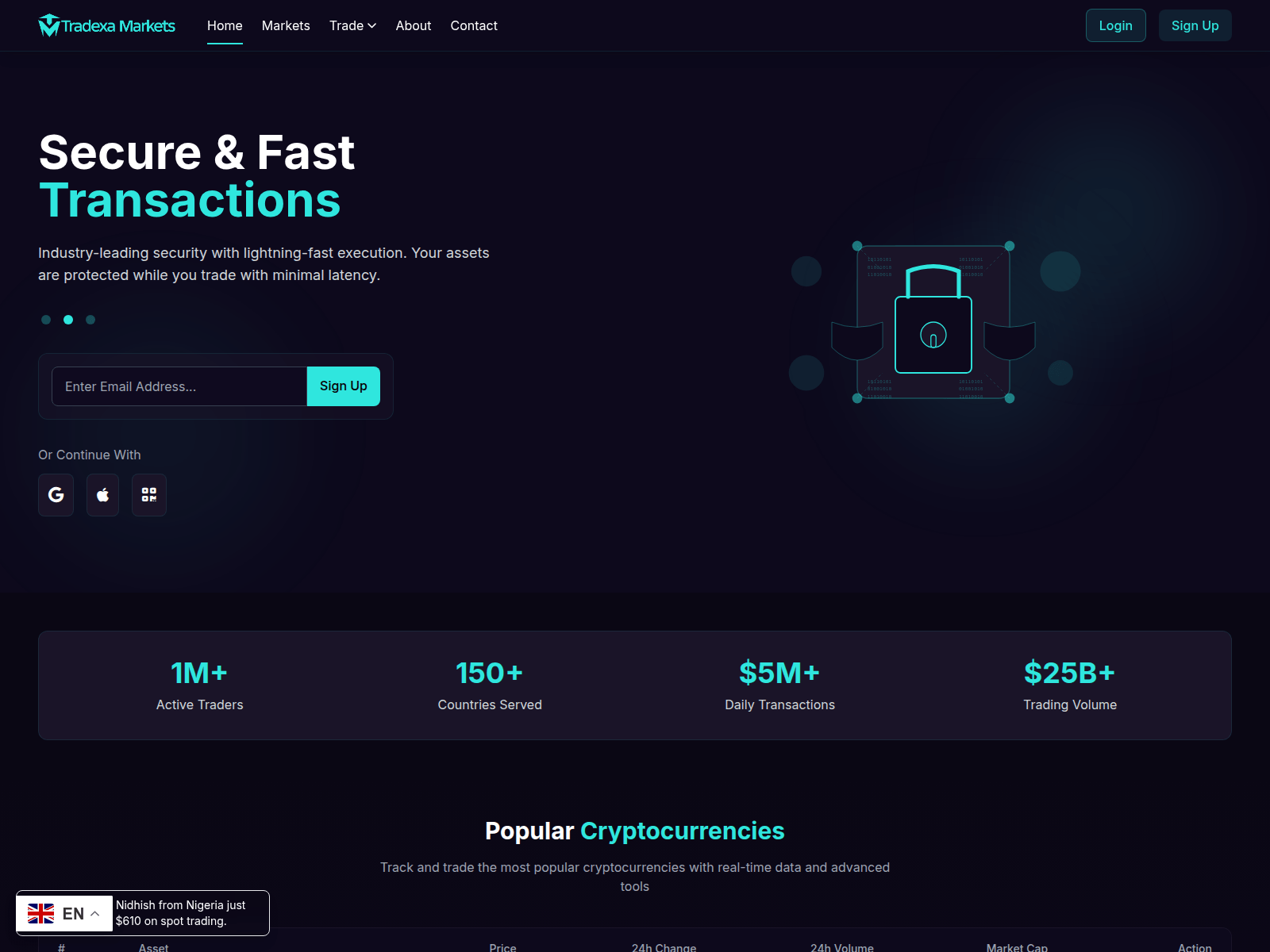 Screenshot of tradexalive.com