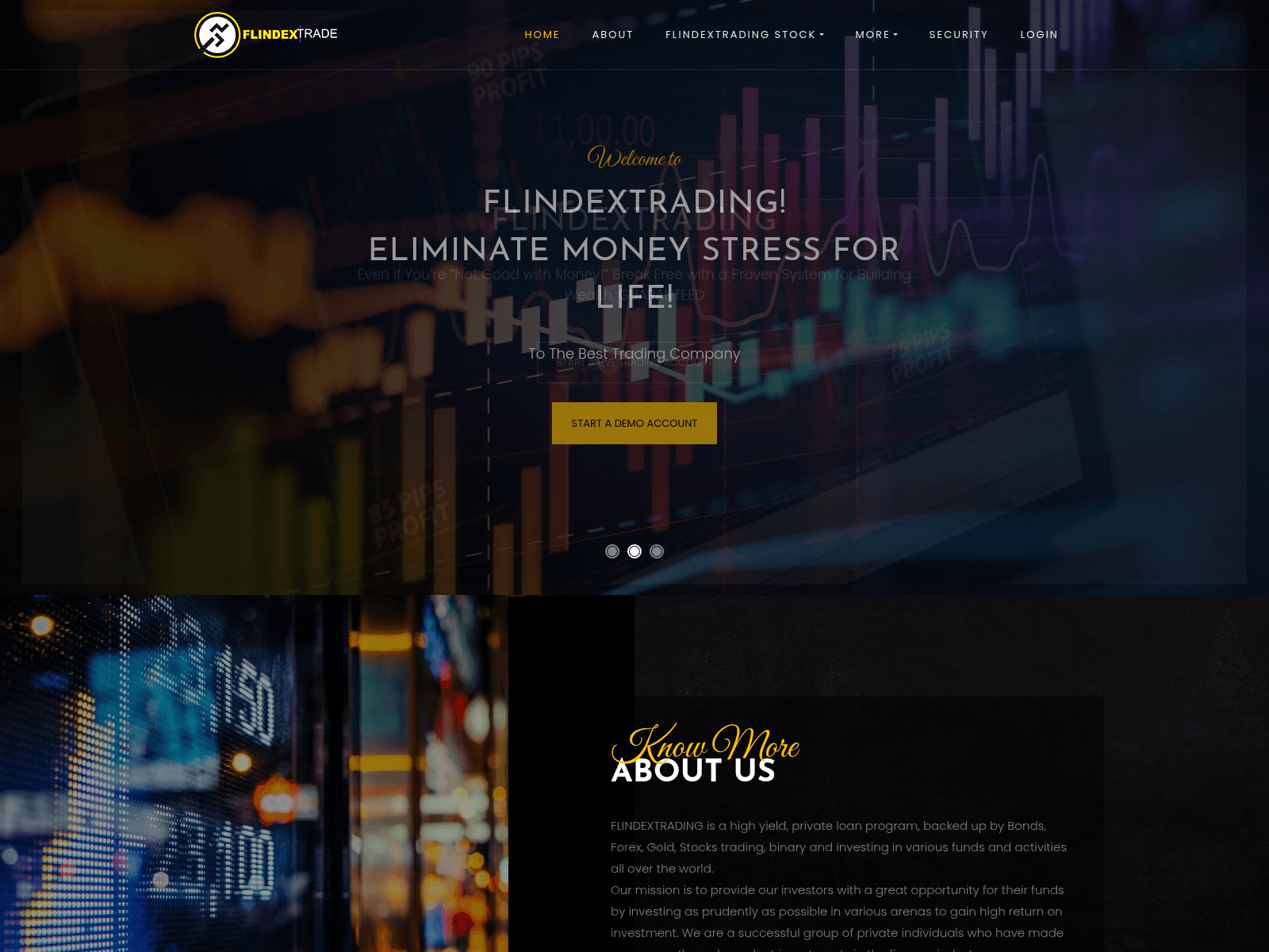 Screenshot of flindextrading.com