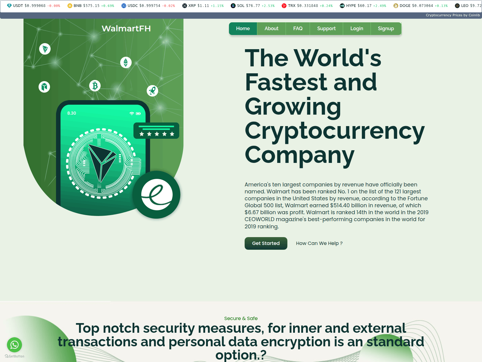 Screenshot of walmartfundholdings.com