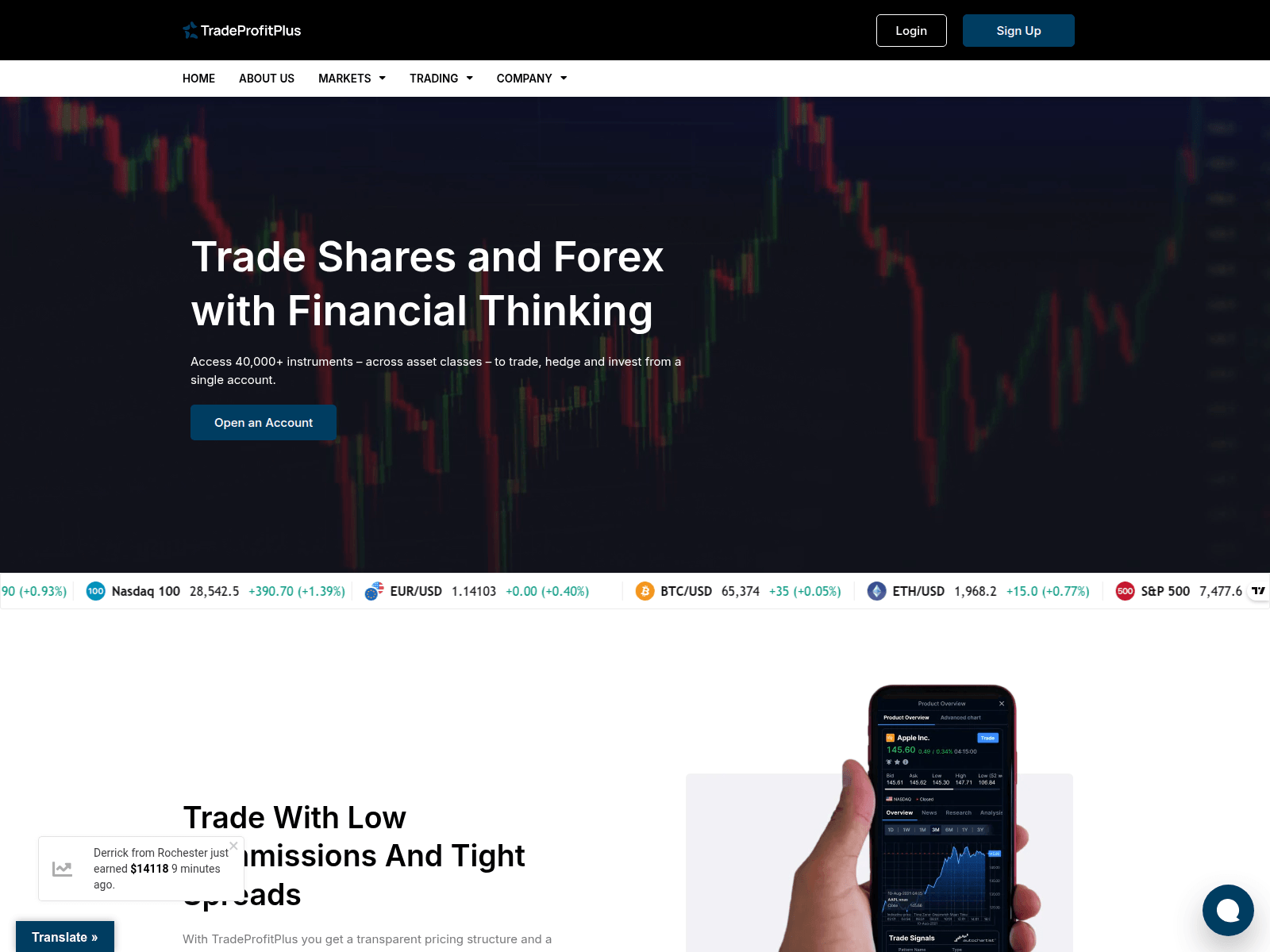 Screenshot of tradeprofitplus.com