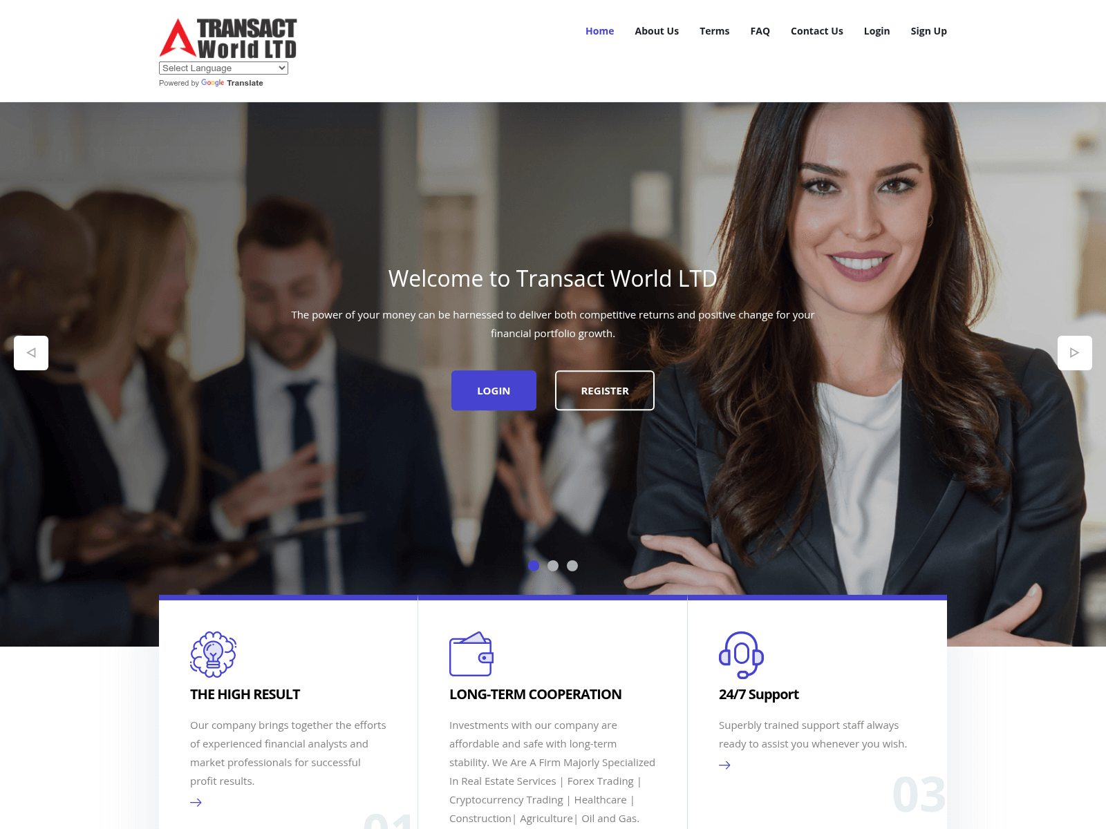 Screenshot of transactworldltd.com